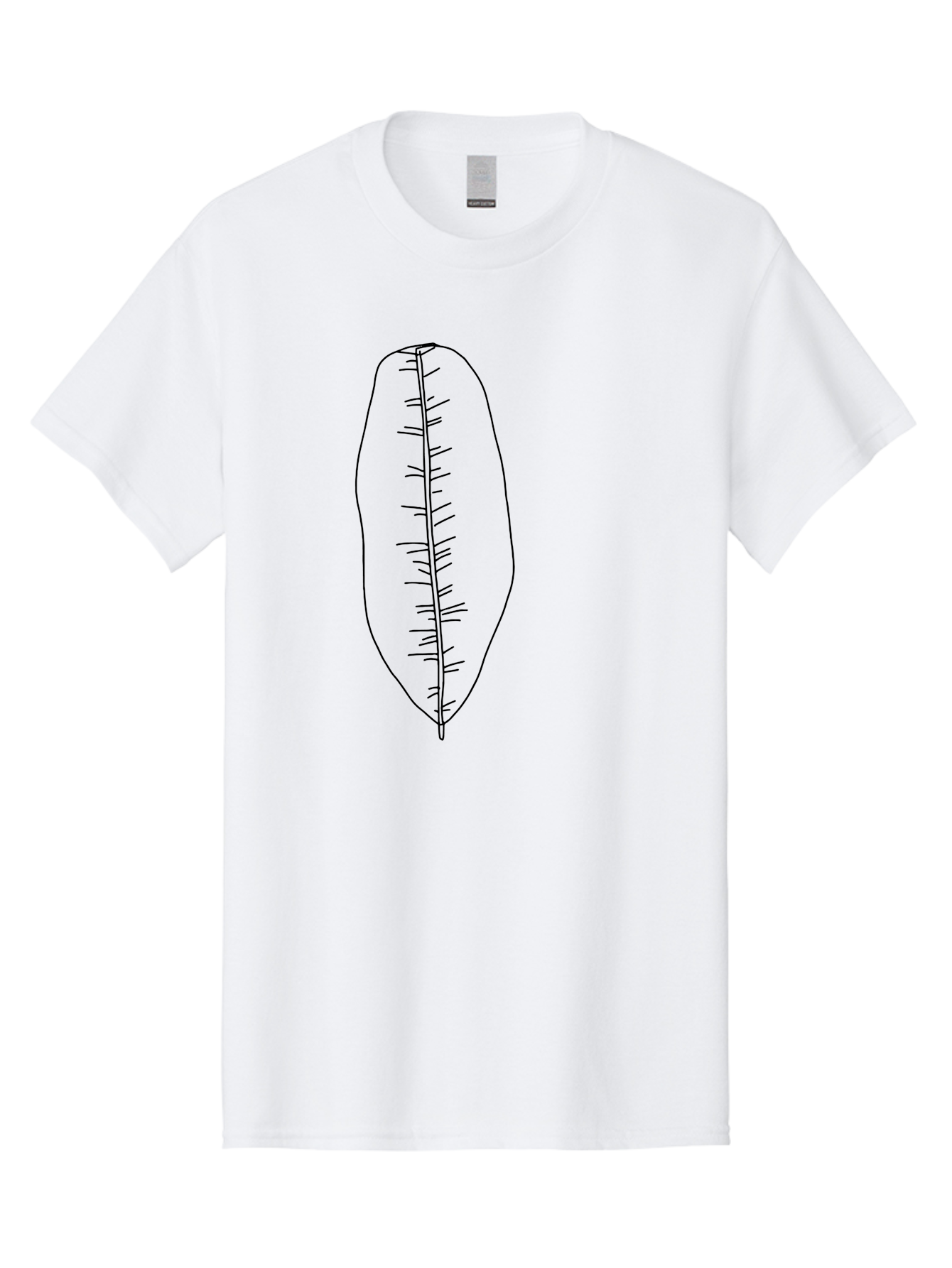 Leaf-Illustration-1 Men'S Graphic Tee, 100% Cotton, Comfortable Casual Summer Wear, Machine Washable, Simple Leaf, Leaf Outline, Minimalist Art, Black Lines, Leaf Veins, Botanical Illustration, Simple Design, Leaf Shape -  Aaa445
