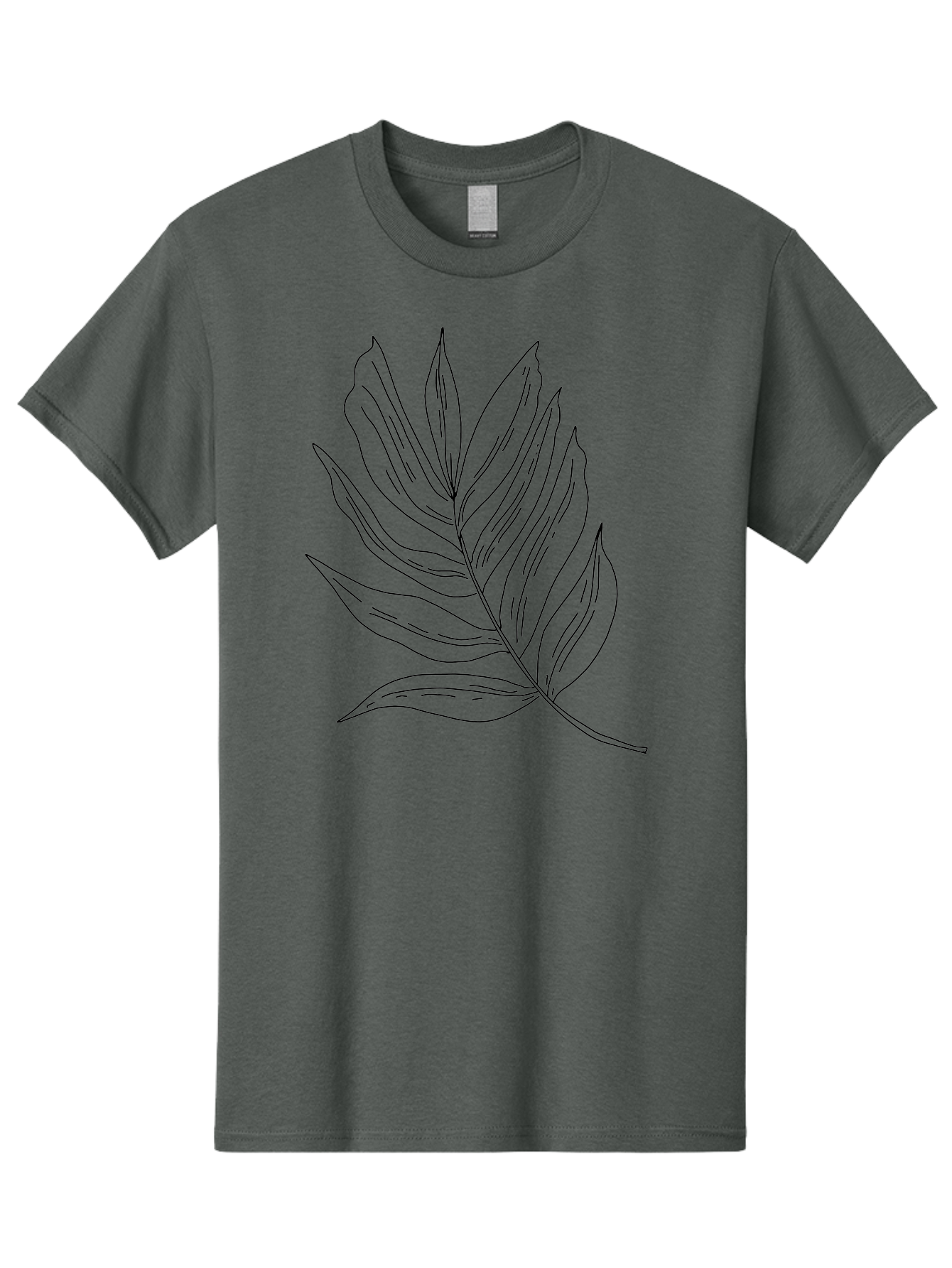 Leaf-Illustration Men'S Graphic Tee, 100% Cotton, Comfortable Casual Summer Wear, Machine Washable, Simple Leaf Illustration, Black Outline, Minimalist Design, Botanical Art, Hand-Drawn Leaf, Natural Elements, Foliage Graphic, -  Aaa446