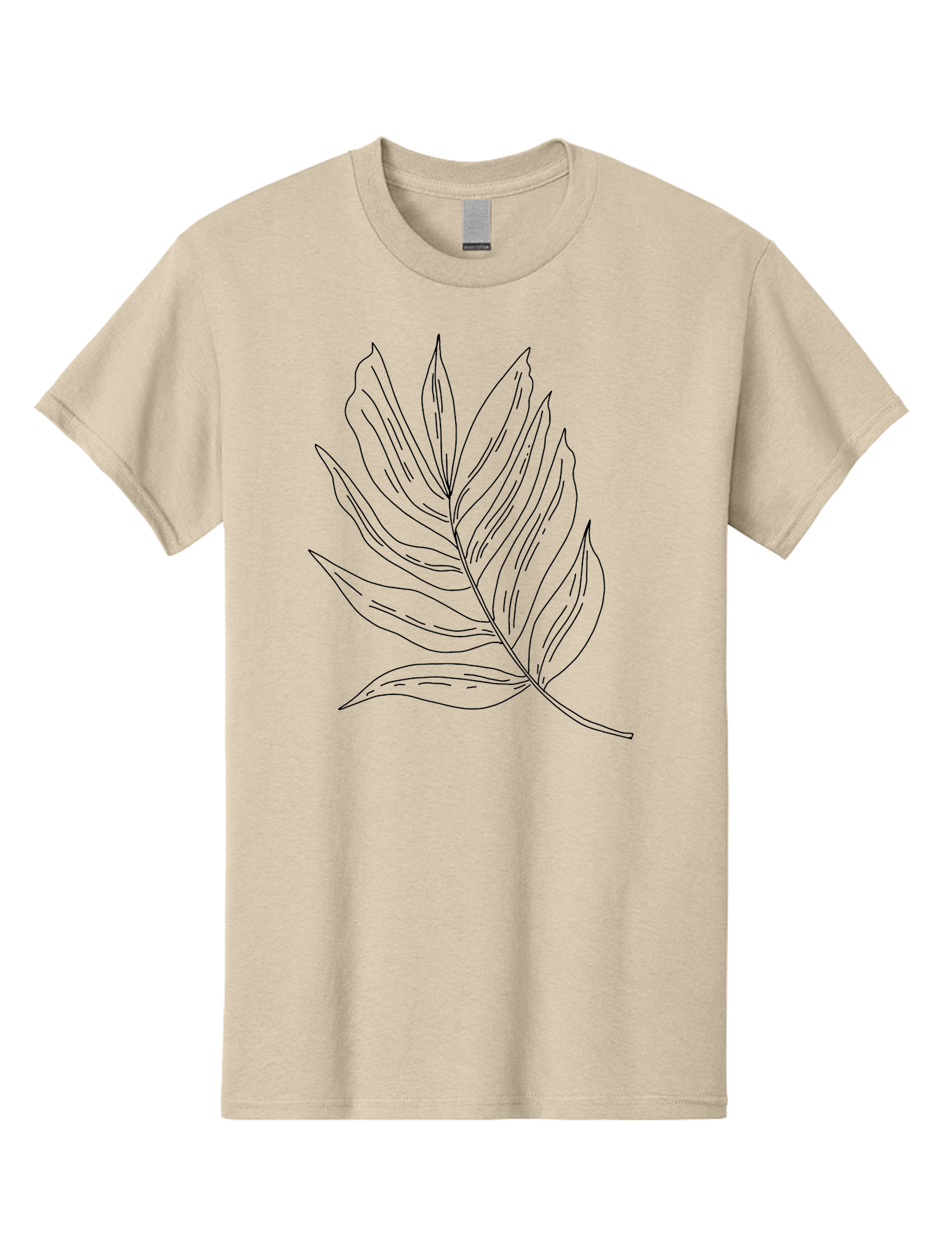 Leaf-Illustration Men'S Graphic Tee, 100% Cotton, Comfortable Casual Summer Wear, Machine Washable, Simple Leaf Illustration, Black Outline, Minimalist Design, Botanical Art, Hand-Drawn Leaf, Natural Elements, Foliage Graphic, -  Aaa446