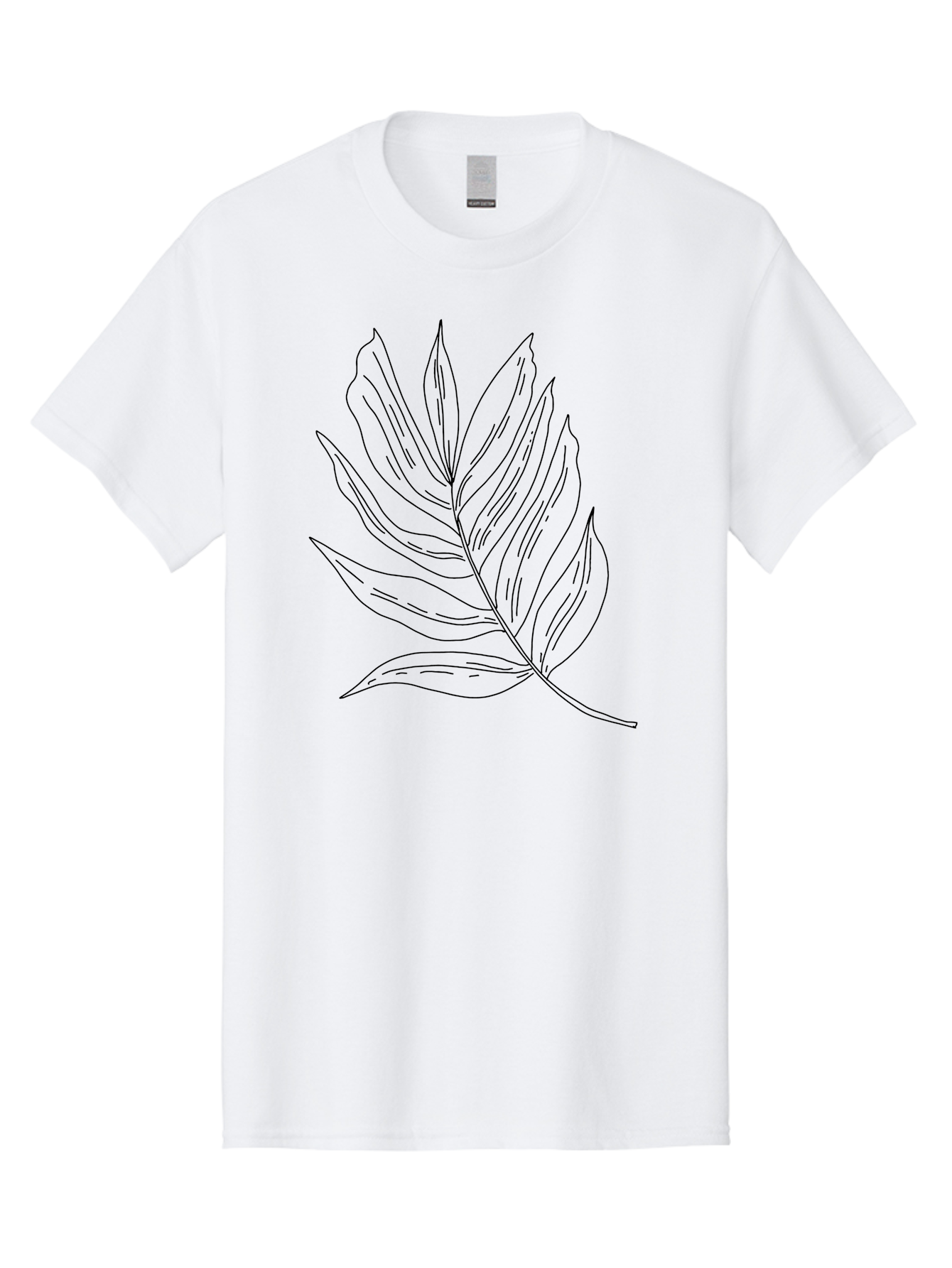 Leaf-Illustration Men'S Graphic Tee, 100% Cotton, Comfortable Casual Summer Wear, Machine Washable, Simple Leaf Illustration, Black Outline, Minimalist Design, Botanical Art, Hand-Drawn Leaf, Natural Elements, Foliage Graphic, -  Aaa446