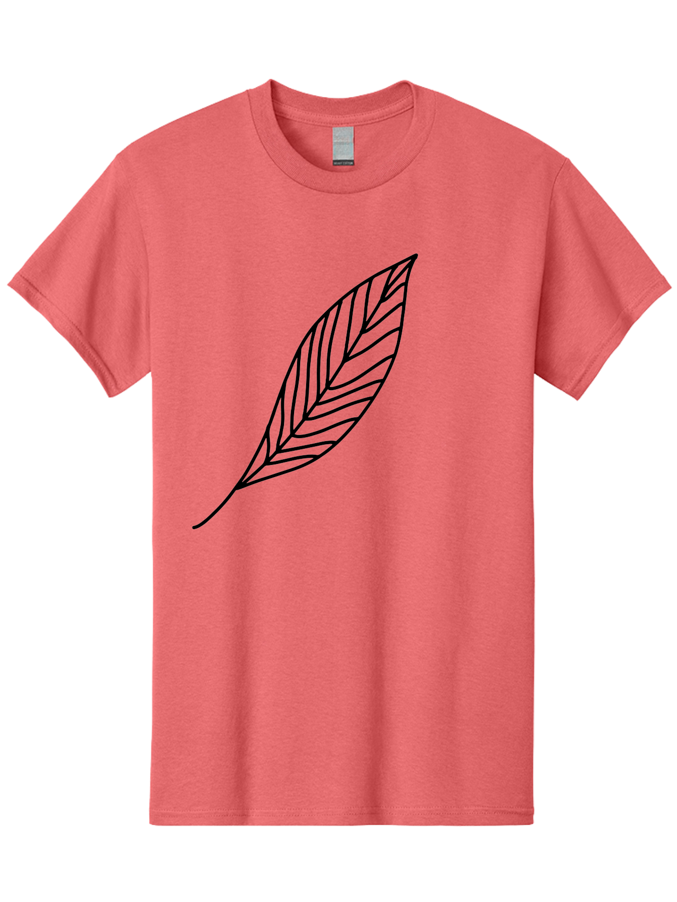 Leaf-Outline Men'S Graphic Tee, 100% Cotton, Comfortable Casual Summer Wear, Machine Washable, Simple Leaf Design, Black Outline, Leaf Illustration, Minimalist Art, Nature-Inspired Graphics, Eco-Friendly Icon -  Aaa447