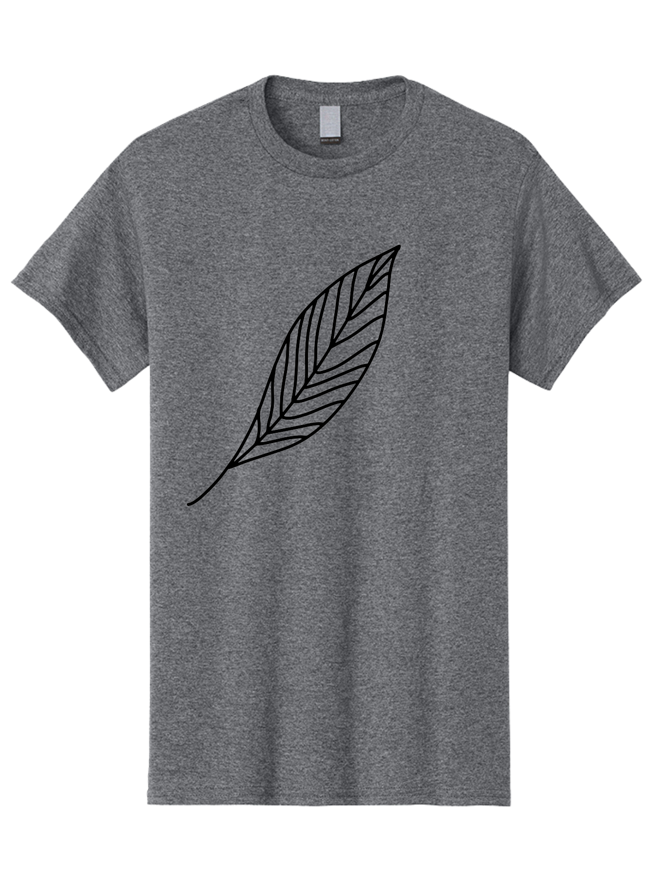 Leaf-Outline Men'S Graphic Tee, 100% Cotton, Comfortable Casual Summer Wear, Machine Washable, Simple Leaf Design, Black Outline, Leaf Illustration, Minimalist Art, Nature-Inspired Graphics, Eco-Friendly Icon -  Aaa447
