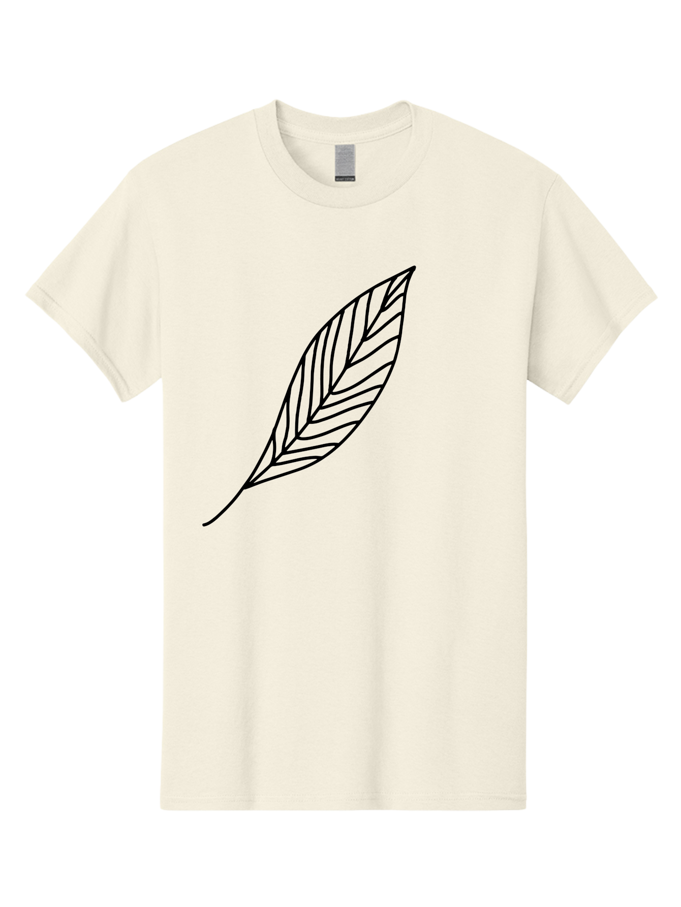 Leaf-Outline Men'S Graphic Tee, 100% Cotton, Comfortable Casual Summer Wear, Machine Washable, Simple Leaf Design, Black Outline, Leaf Illustration, Minimalist Art, Nature-Inspired Graphics, Eco-Friendly Icon -  Aaa447