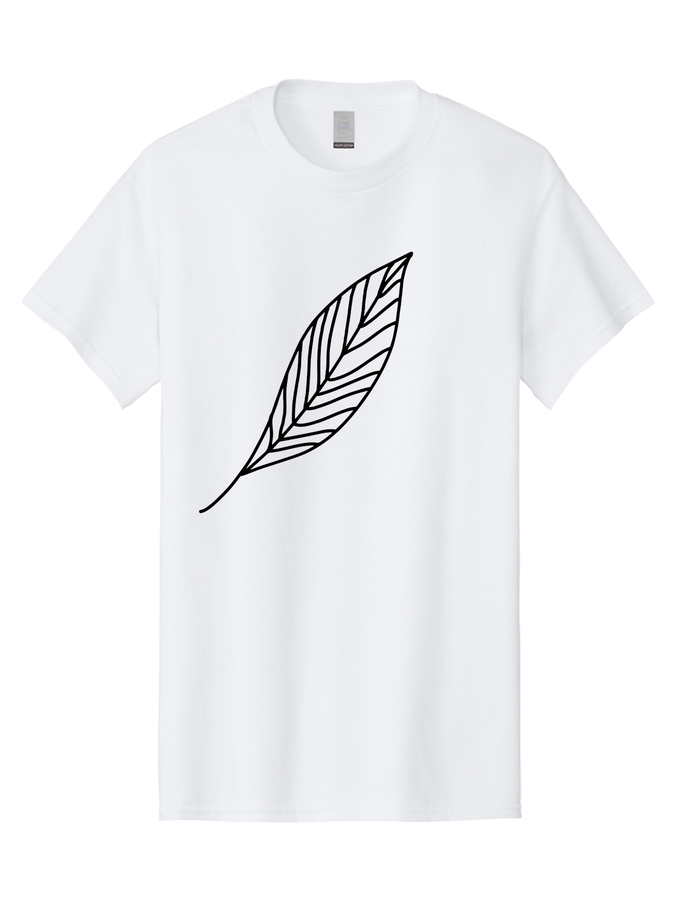 Leaf-Outline Men'S Graphic Tee, 100% Cotton, Comfortable Casual Summer Wear, Machine Washable, Simple Leaf Design, Black Outline, Leaf Illustration, Minimalist Art, Nature-Inspired Graphics, Eco-Friendly Icon -  Aaa447