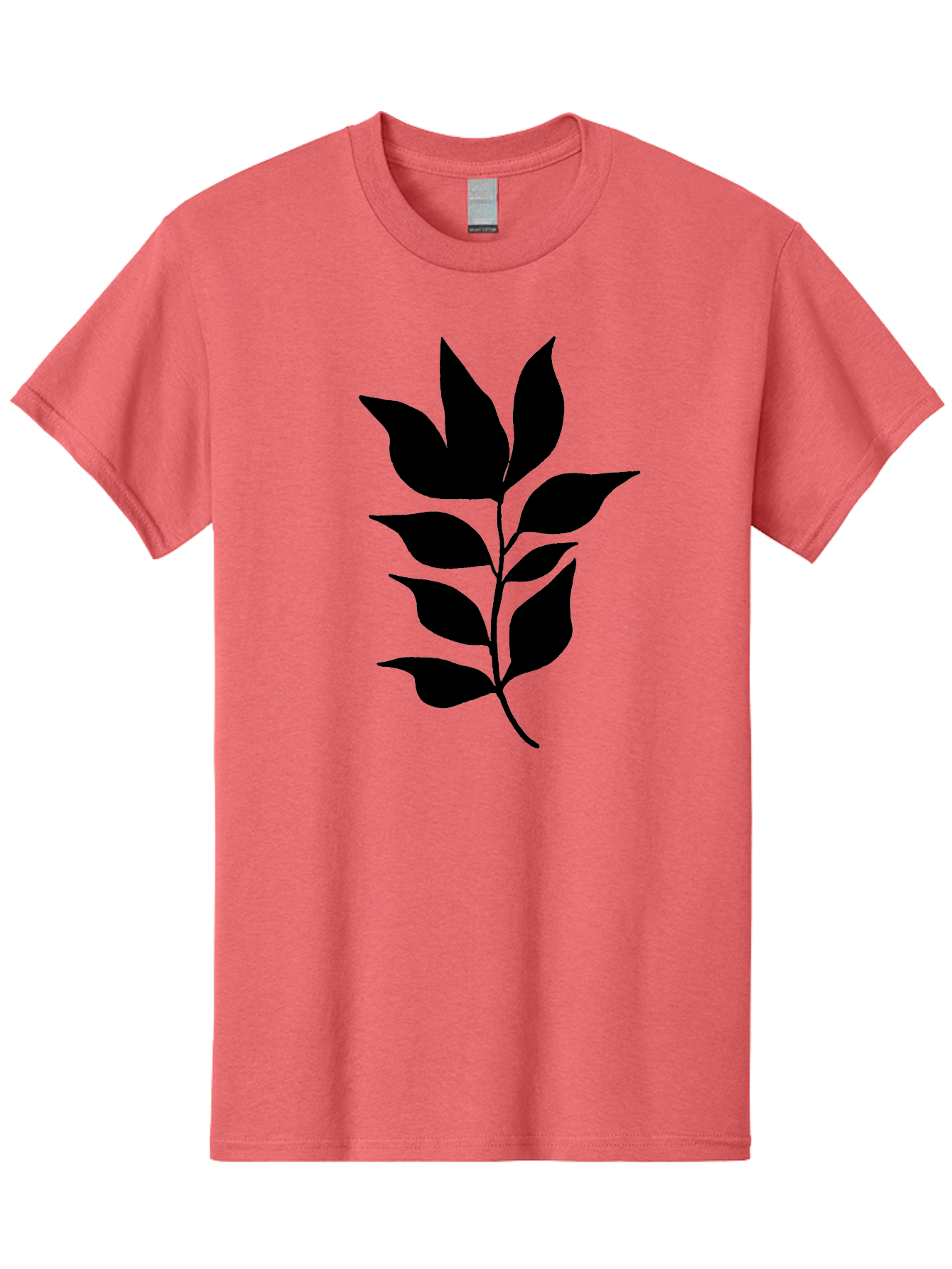 Leaf-Silhouette Men'S Graphic Tee, 100% Cotton, Comfortable Casual Summer Wear, Machine Washable, Leafy Branch, Foliage, Silhouette, Nature Icon, Simple Design, Leaf Graphics, Floral Element, Minimalist Art, Plant Symbol -  Aaa448