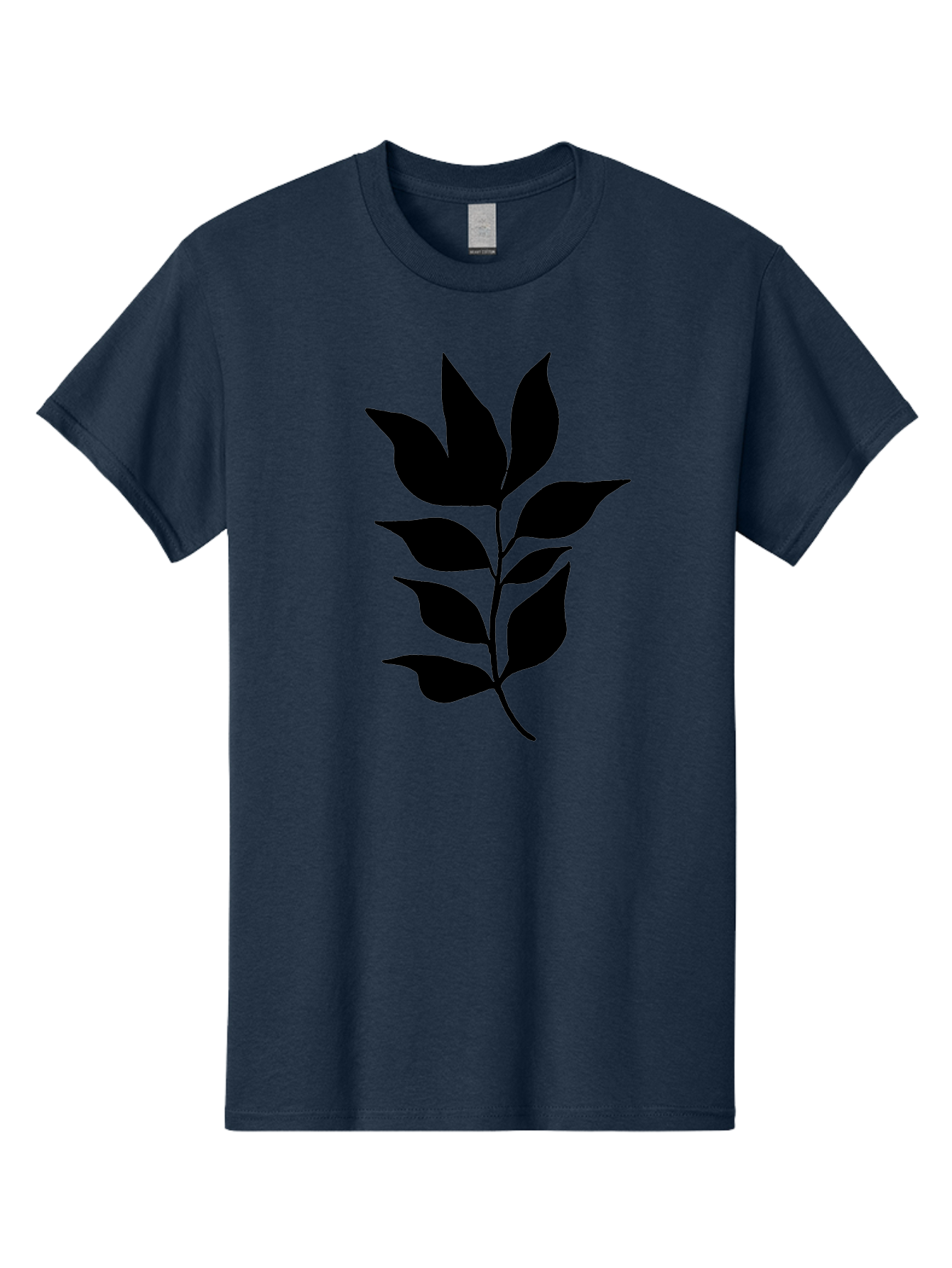 Leaf-Silhouette Men'S Graphic Tee, 100% Cotton, Comfortable Casual Summer Wear, Machine Washable, Leafy Branch, Foliage, Silhouette, Nature Icon, Simple Design, Leaf Graphics, Floral Element, Minimalist Art, Plant Symbol -  Aaa448