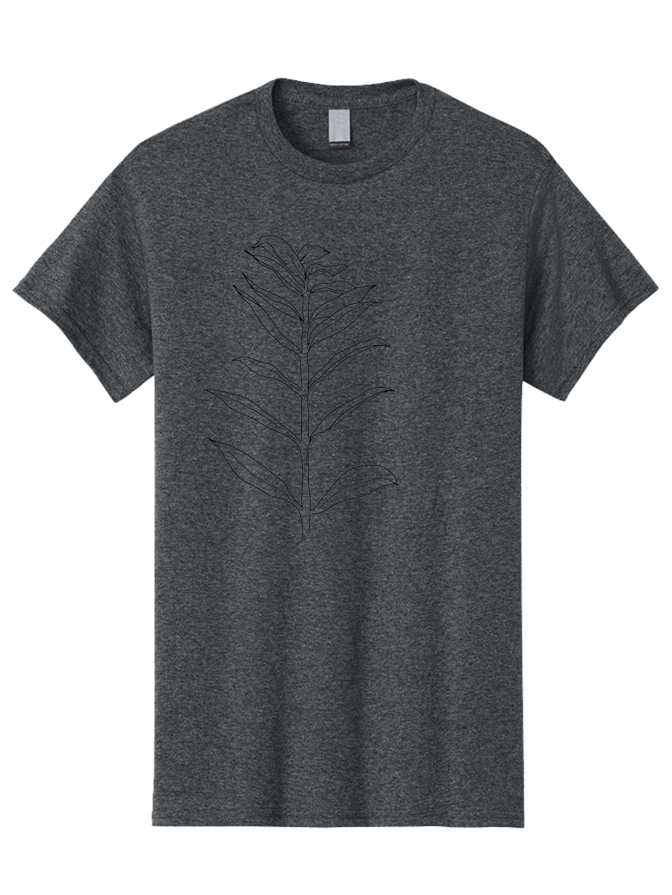 Leaf Men'S Graphic Tee, 100% Cotton, Comfortable Casual Summer Wear, Machine Washable, Hand-Drawn Leaf, Simple Illustration, Black Outline, Leafy Branch, Minimalist Design, Botanical Art -  Aaa449