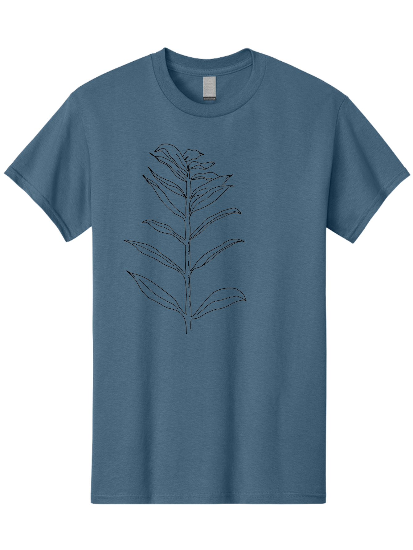 Leaf Men'S Graphic Tee, 100% Cotton, Comfortable Casual Summer Wear, Machine Washable, Hand-Drawn Leaf, Simple Illustration, Black Outline, Leafy Branch, Minimalist Design, Botanical Art -  Aaa449