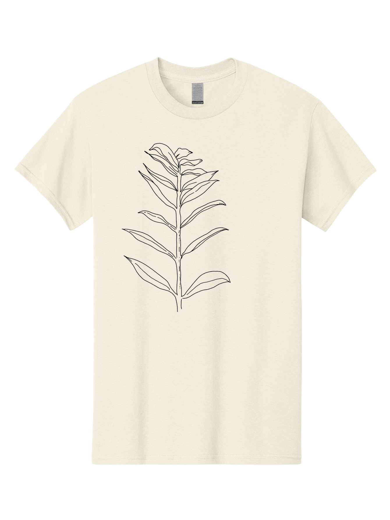 Leaf Men'S Graphic Tee, 100% Cotton, Comfortable Casual Summer Wear, Machine Washable, Hand-Drawn Leaf, Simple Illustration, Black Outline, Leafy Branch, Minimalist Design, Botanical Art -  Aaa449