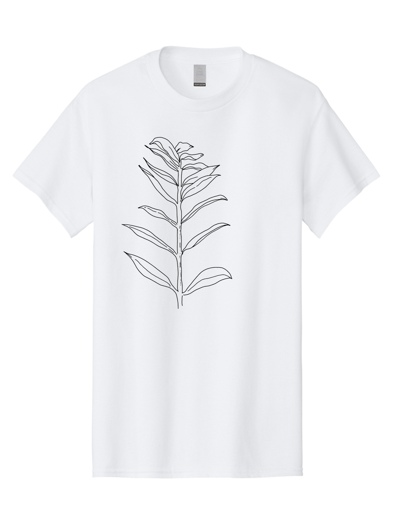 Leaf Men'S Graphic Tee, 100% Cotton, Comfortable Casual Summer Wear, Machine Washable, Hand-Drawn Leaf, Simple Illustration, Black Outline, Leafy Branch, Minimalist Design, Botanical Art -  Aaa449