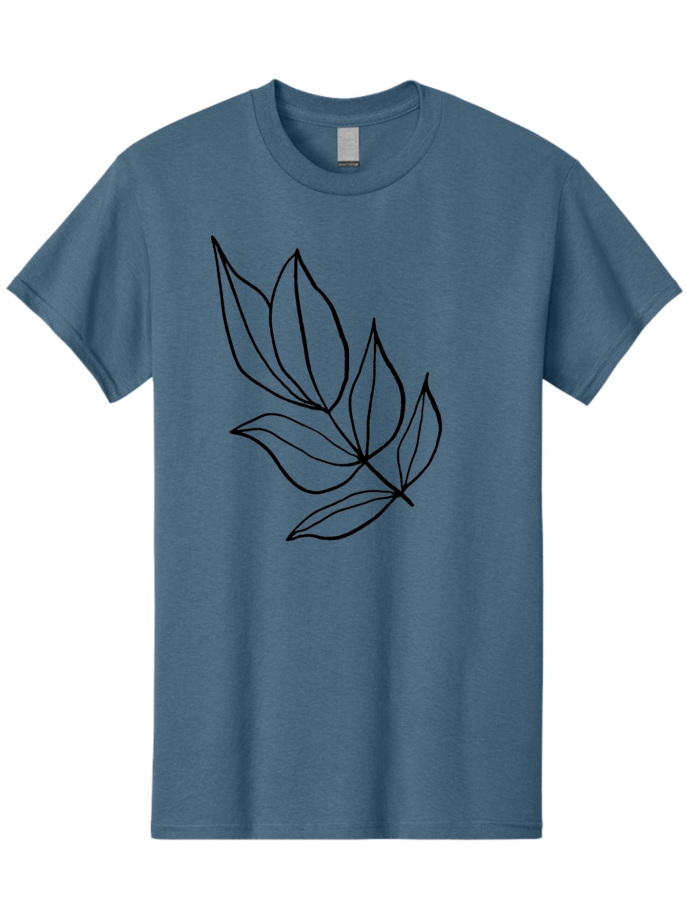 Leaves-1 Men'S Graphic Tee, 100% Cotton, Comfortable Casual Summer Wear, Machine Washable, Simple Line Art, Minimalist Design, Botanical Illustration, Leafy Greens, Nature-Inspired Graphics, Elegant Simplicity, Vector Art, Black Lines -  Aaa450