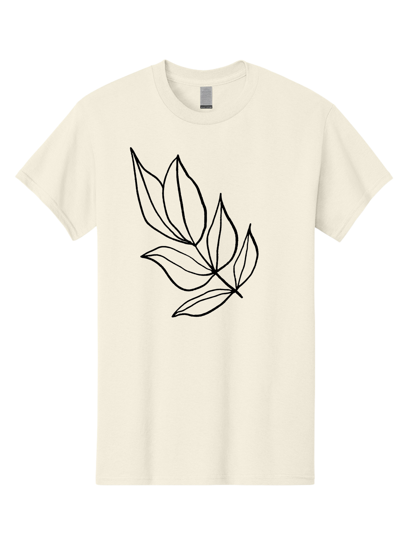 Leaves-1 Men'S Graphic Tee, 100% Cotton, Comfortable Casual Summer Wear, Machine Washable, Simple Line Art, Minimalist Design, Botanical Illustration, Leafy Greens, Nature-Inspired Graphics, Elegant Simplicity, Vector Art, Black Lines -  Aaa450