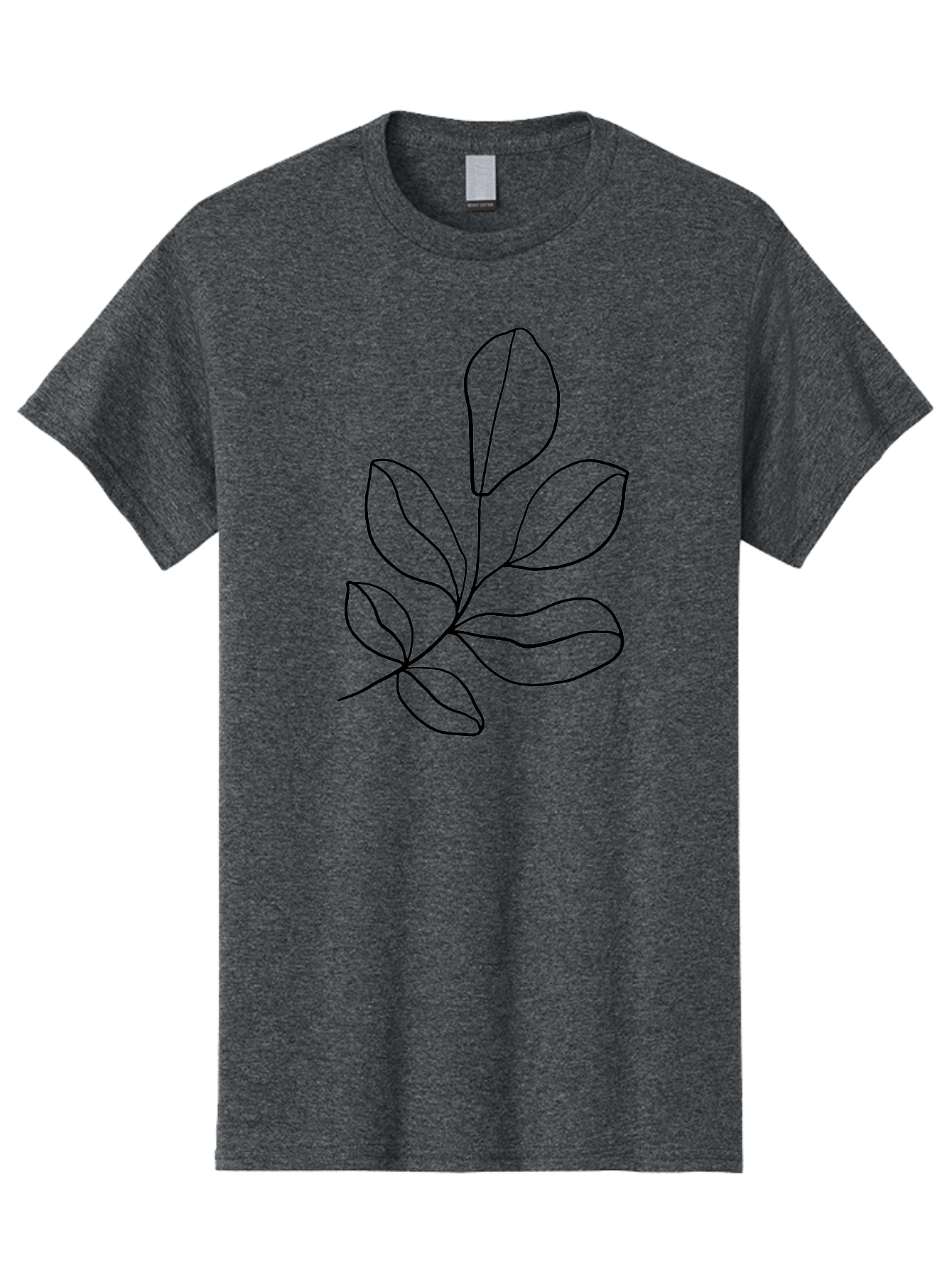 Leaves-2 Men'S Graphic Tee, 100% Cotton, Comfortable Casual Summer Wear, Machine Washable, Minimalist Leaf Design, Simple Line Art, Botanical Illustration, Leaf Pattern, Nature-Inspired Graphics, Organic Shapes, Black Outline -  Aaa451