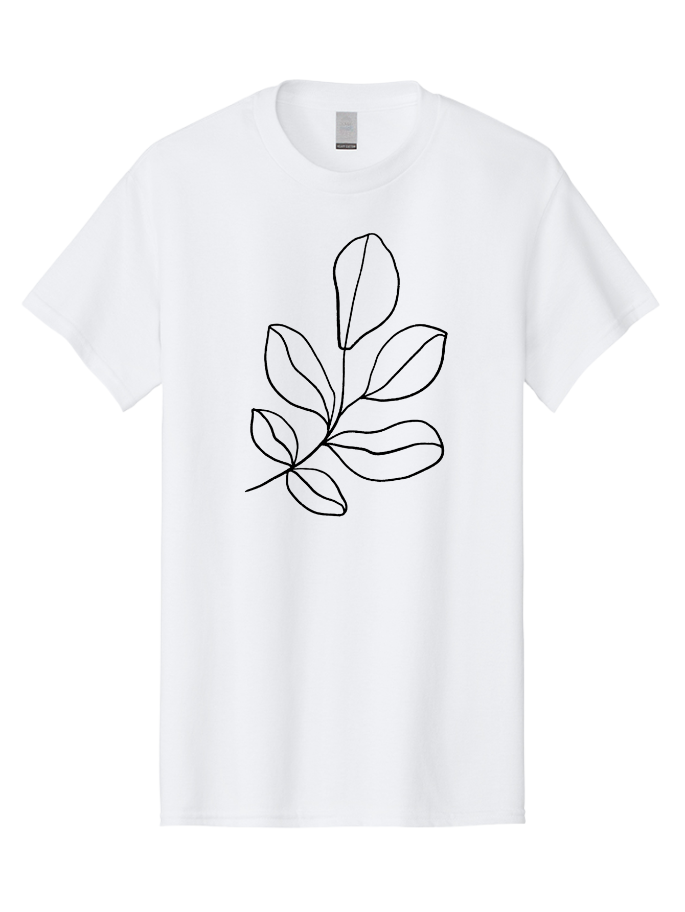 Leaves-2 Men'S Graphic Tee, 100% Cotton, Comfortable Casual Summer Wear, Machine Washable, Minimalist Leaf Design, Simple Line Art, Botanical Illustration, Leaf Pattern, Nature-Inspired Graphics, Organic Shapes, Black Outline -  Aaa451