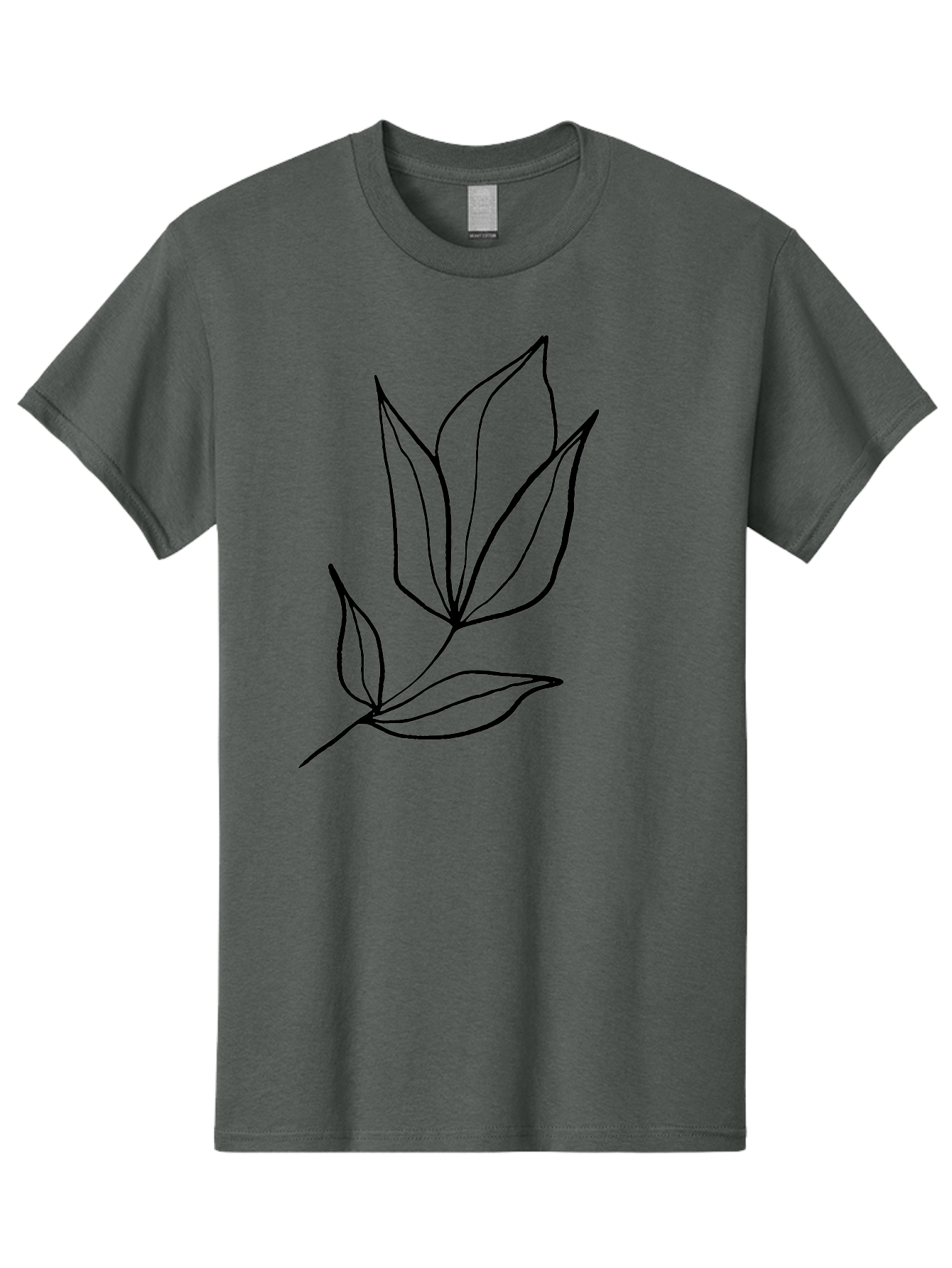 Leaves-3 Men'S Graphic Tee, 100% Cotton, Comfortable Casual Summer Wear, Machine Washable, Simple Leaf Illustration, Minimalist Design, Black Outline, Botanical Art, Leaf Pattern, Nature-Inspired Graphics, Simple Shapes -  Aaa452