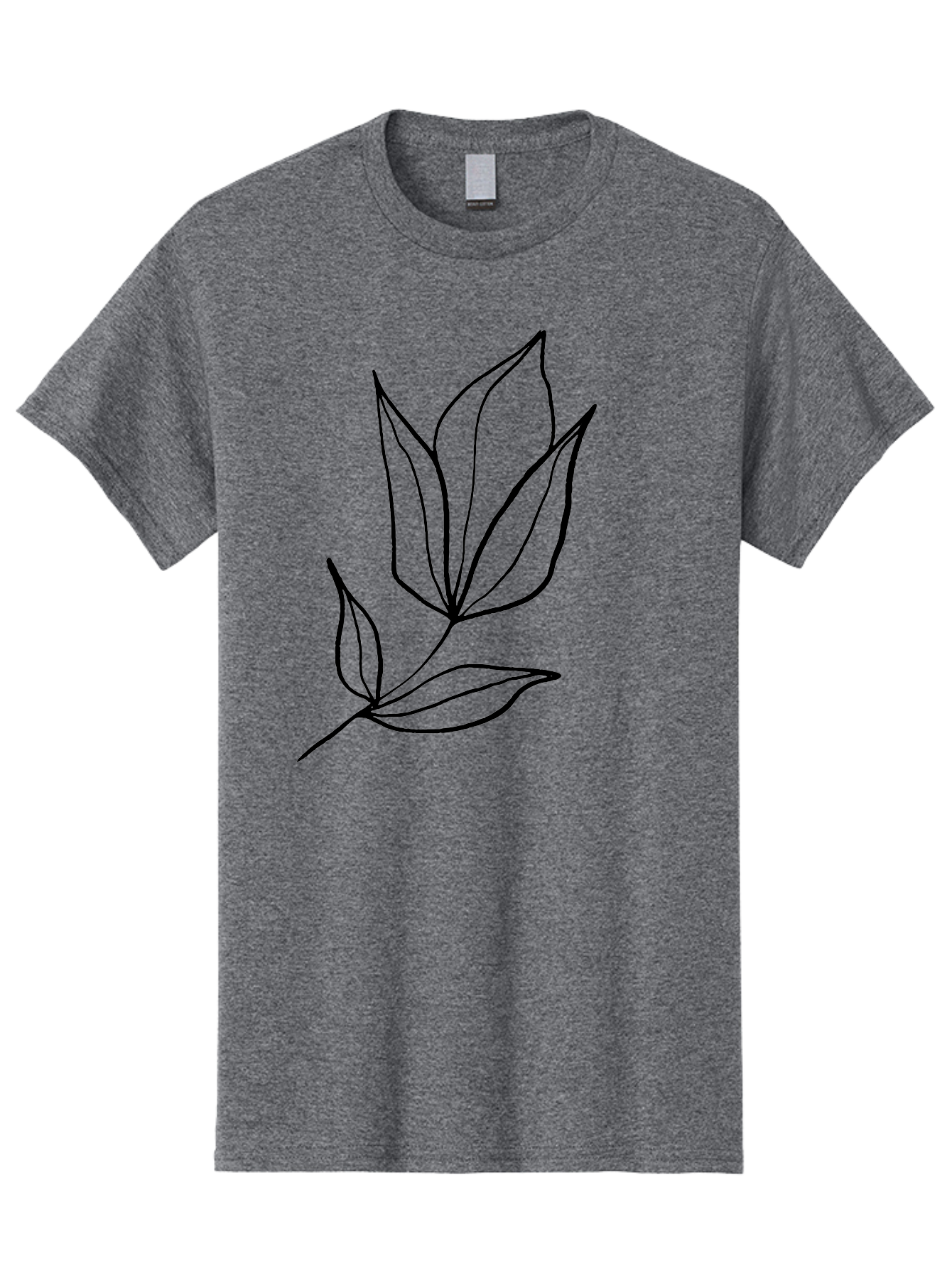 Leaves-3 Men'S Graphic Tee, 100% Cotton, Comfortable Casual Summer Wear, Machine Washable, Simple Leaf Illustration, Minimalist Design, Black Outline, Botanical Art, Leaf Pattern, Nature-Inspired Graphics, Simple Shapes -  Aaa452