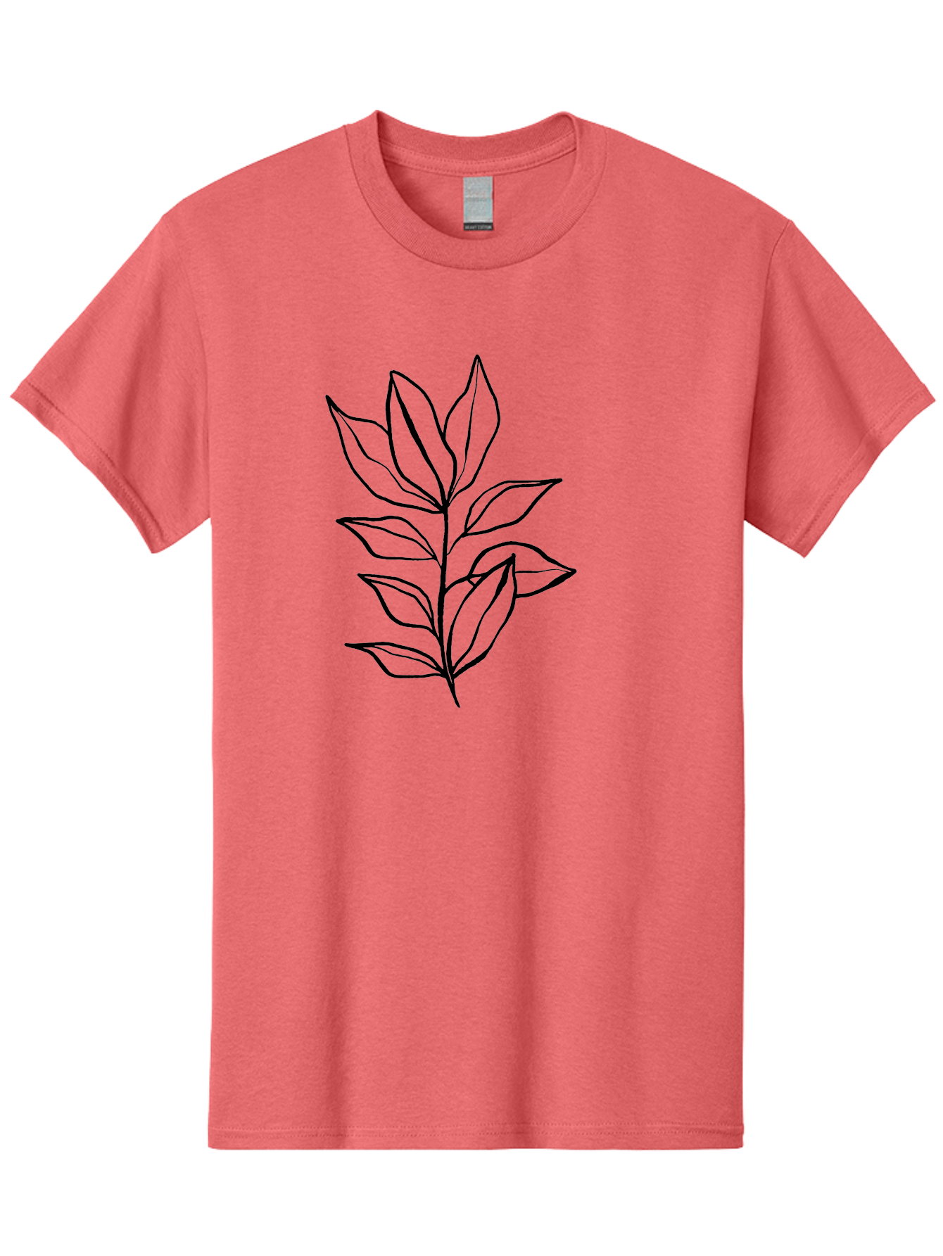 Leaves-4 Men'S Graphic Tee, 100% Cotton, Comfortable Casual Summer Wear, Machine Washable, Simple Leaf Design, Minimalist Art, Black Outline, Leaves, Foliage, Botanical Illustration, Simple Graphics, Modern Art -  Aaa453