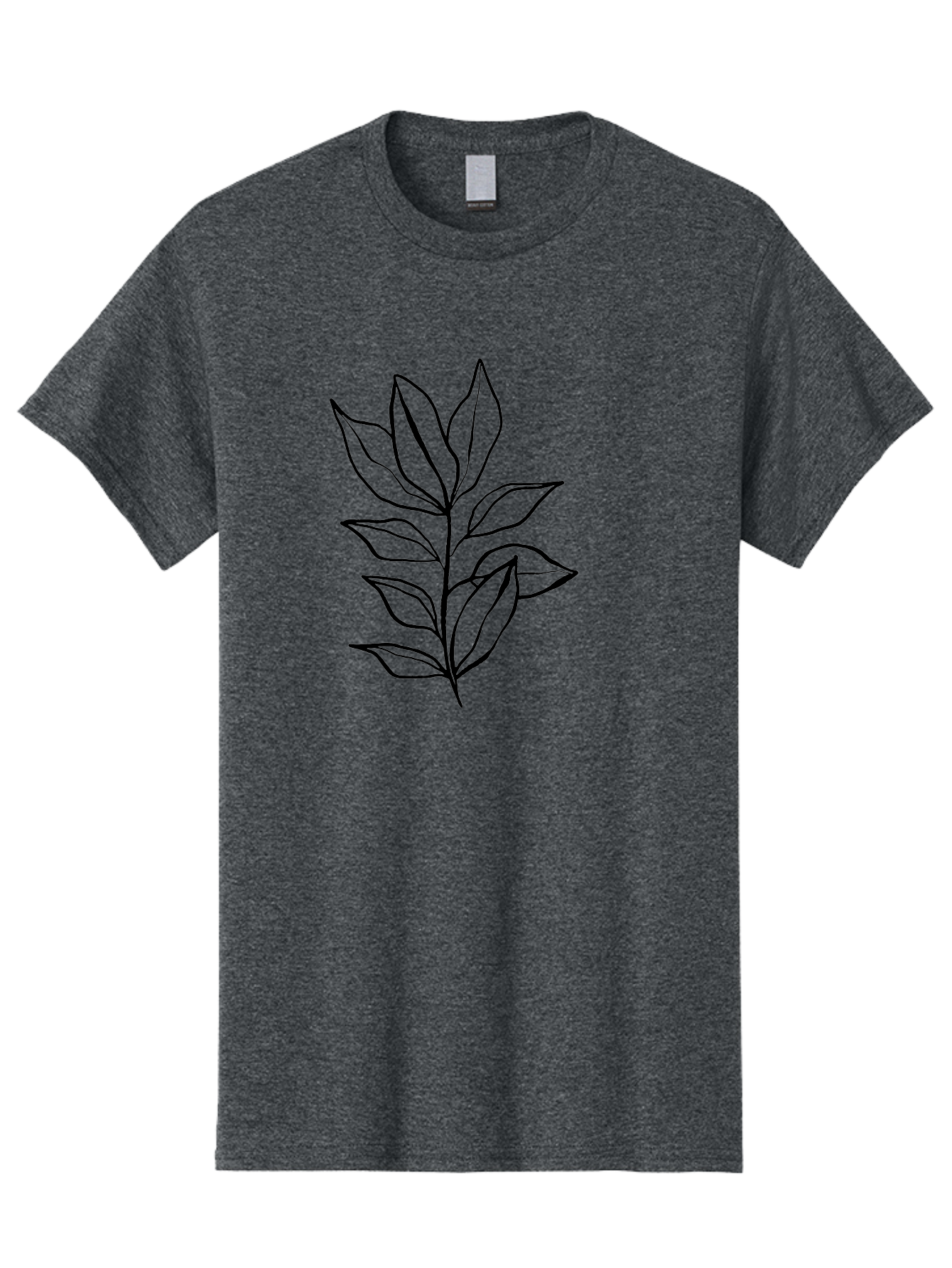 Leaves-4 Men'S Graphic Tee, 100% Cotton, Comfortable Casual Summer Wear, Machine Washable, Simple Leaf Design, Minimalist Art, Black Outline, Leaves, Foliage, Botanical Illustration, Simple Graphics, Modern Art -  Aaa453