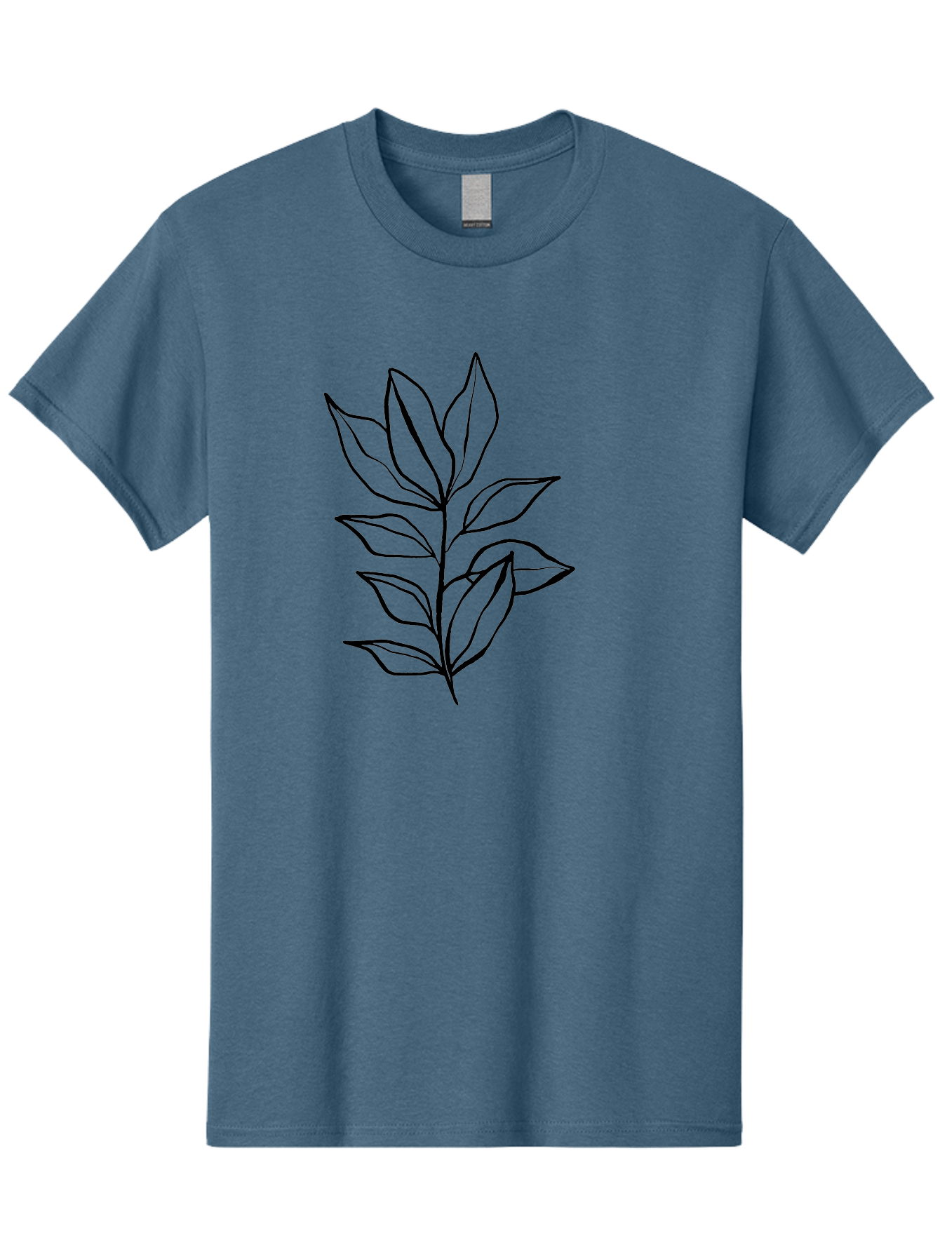Leaves-4 Men'S Graphic Tee, 100% Cotton, Comfortable Casual Summer Wear, Machine Washable, Simple Leaf Design, Minimalist Art, Black Outline, Leaves, Foliage, Botanical Illustration, Simple Graphics, Modern Art -  Aaa453