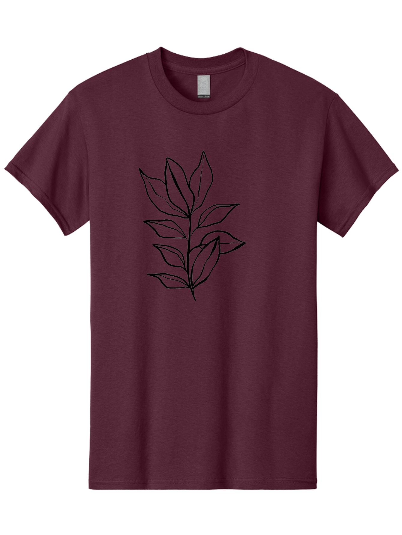 Leaves-4 Men'S Graphic Tee, 100% Cotton, Comfortable Casual Summer Wear, Machine Washable, Simple Leaf Design, Minimalist Art, Black Outline, Leaves, Foliage, Botanical Illustration, Simple Graphics, Modern Art -  Aaa453