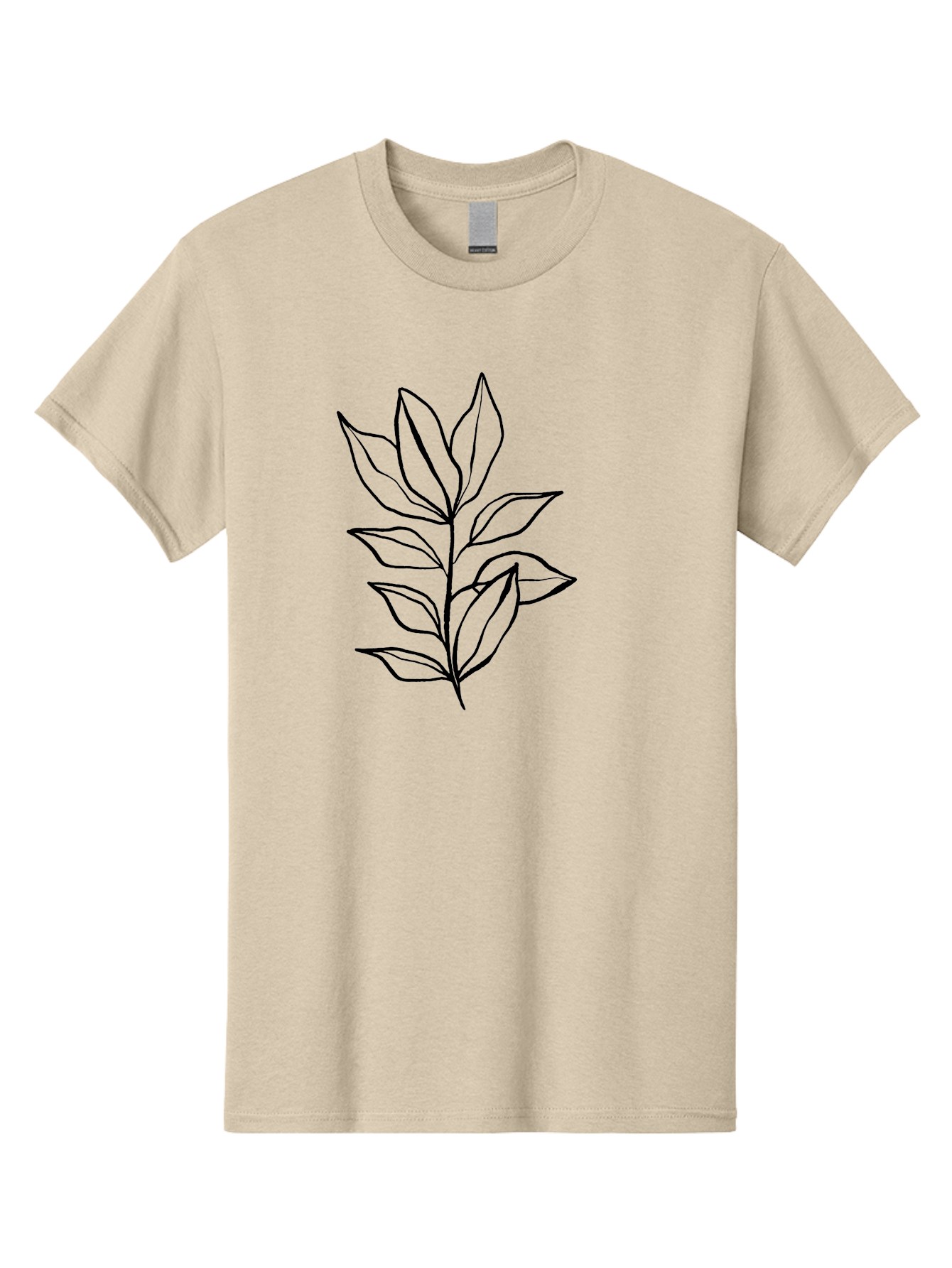 Leaves-4 Men'S Graphic Tee, 100% Cotton, Comfortable Casual Summer Wear, Machine Washable, Simple Leaf Design, Minimalist Art, Black Outline, Leaves, Foliage, Botanical Illustration, Simple Graphics, Modern Art -  Aaa453