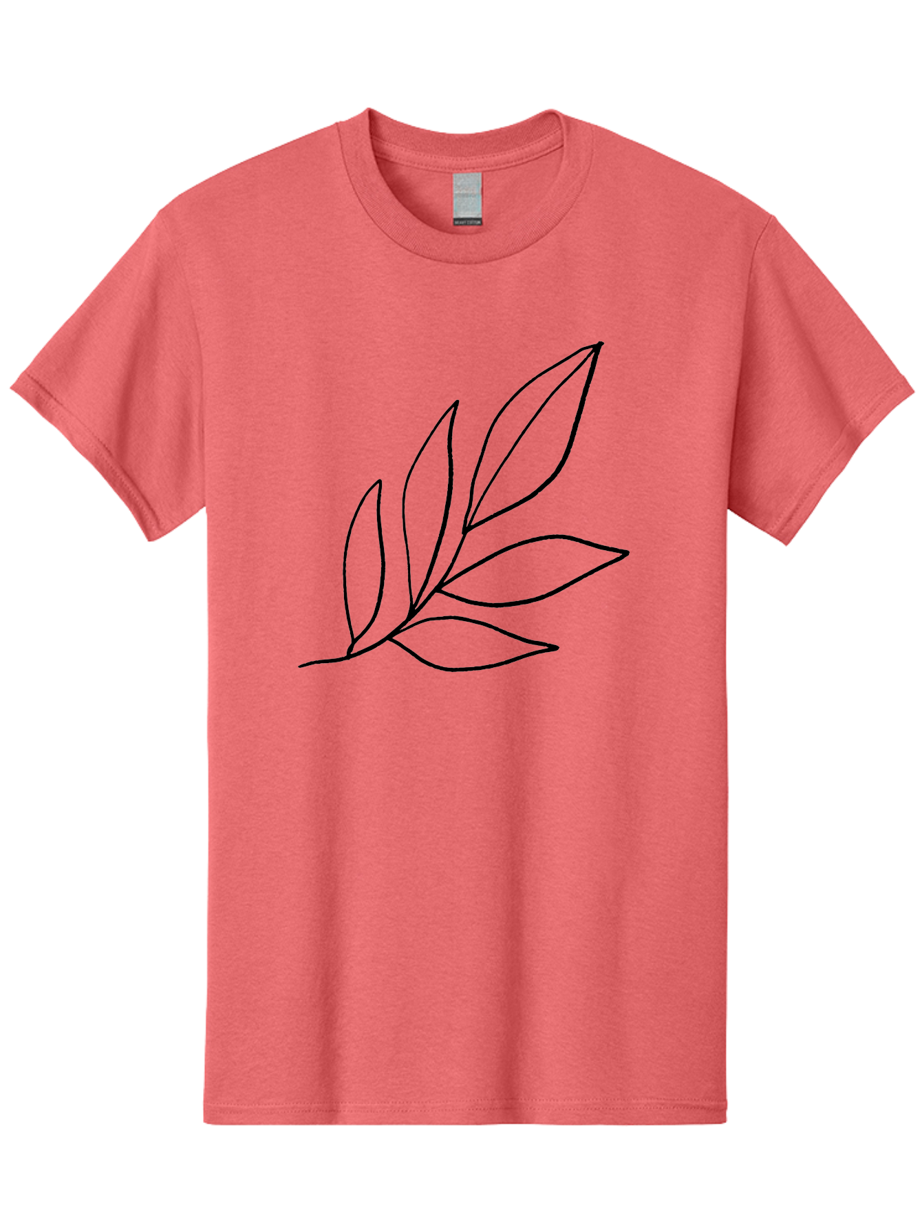 Leaves-5 Men'S Graphic Tee, 100% Cotton, Comfortable Casual Summer Wear, Machine Washable, Hand Drawn Leaves, Simple Line Art, Minimalist Design, Botanical Elements, Leaf Illustration, Black Outline -  Aaa454