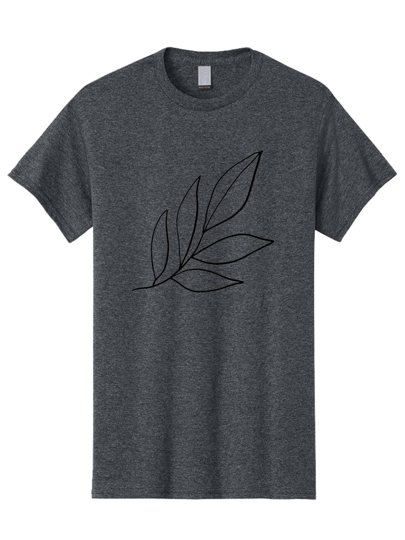 Leaves-5 Men'S Graphic Tee, 100% Cotton, Comfortable Casual Summer Wear, Machine Washable, Hand Drawn Leaves, Simple Line Art, Minimalist Design, Botanical Elements, Leaf Illustration, Black Outline -  Aaa454