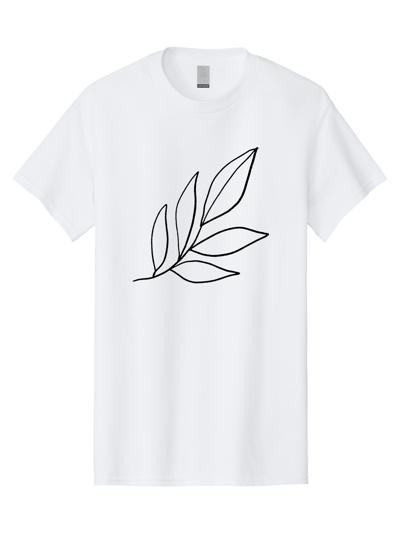 Leaves-5 Men'S Graphic Tee, 100% Cotton, Comfortable Casual Summer Wear, Machine Washable, Hand Drawn Leaves, Simple Line Art, Minimalist Design, Botanical Elements, Leaf Illustration, Black Outline -  Aaa454