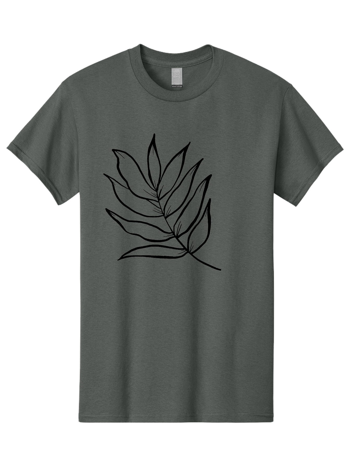 Leaves-7 Men'S Graphic Tee, 100% Cotton, Comfortable Casual Summer Wear, Machine Washable, Hand-Drawn Leaf, Simple Line Art, Minimalist Design, Black Silhouette, Natural Elements, Leaf Illustration, Botanical Art -  Aaa456