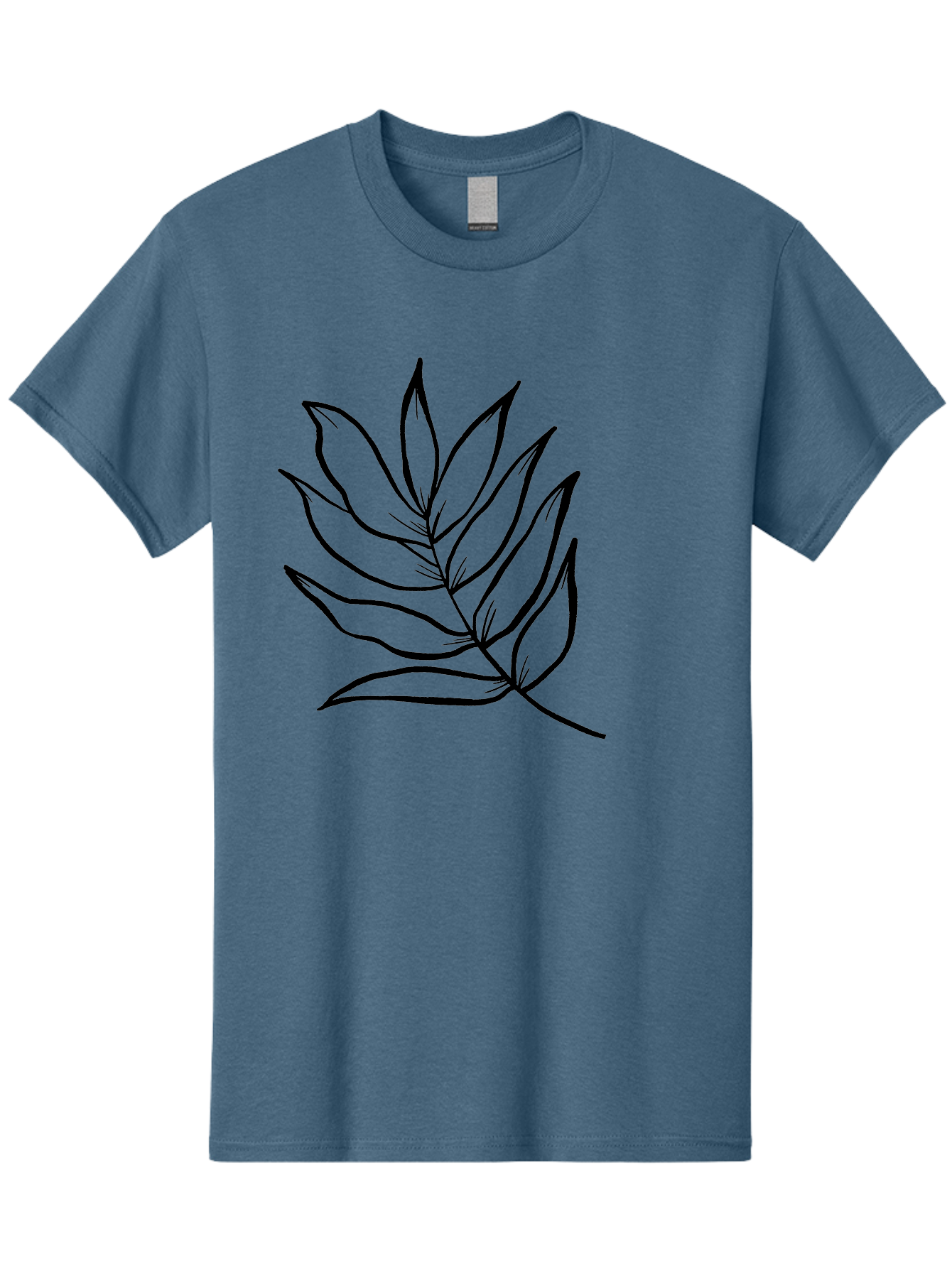 Leaves-7 Men'S Graphic Tee, 100% Cotton, Comfortable Casual Summer Wear, Machine Washable, Hand-Drawn Leaf, Simple Line Art, Minimalist Design, Black Silhouette, Natural Elements, Leaf Illustration, Botanical Art -  Aaa456