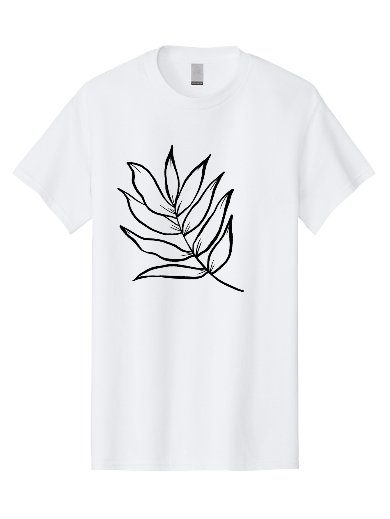 Leaves-7 Men'S Graphic Tee, 100% Cotton, Comfortable Casual Summer Wear, Machine Washable, Hand-Drawn Leaf, Simple Line Art, Minimalist Design, Black Silhouette, Natural Elements, Leaf Illustration, Botanical Art -  Aaa456