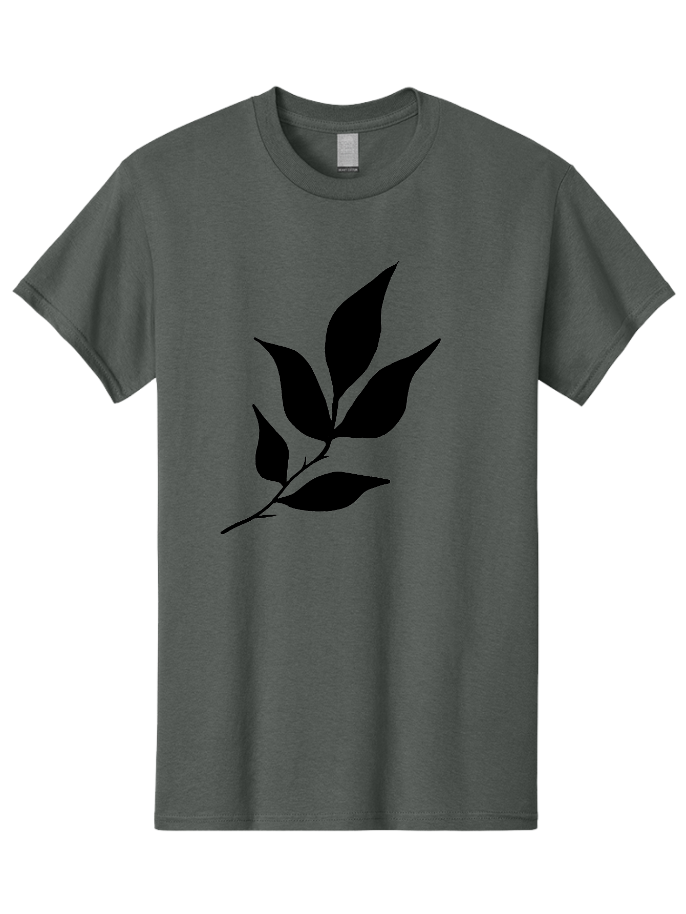 Leaves-8 Men'S Graphic Tee, 100% Cotton, Comfortable Casual Summer Wear, Machine Washable, Black Leaves On Branch, Leaf Silhouette, Minimalist Design, Simple Graphics, Black And Green, Nature Elements, Botanical Illustration, Leaf Graphic -  Aaa457