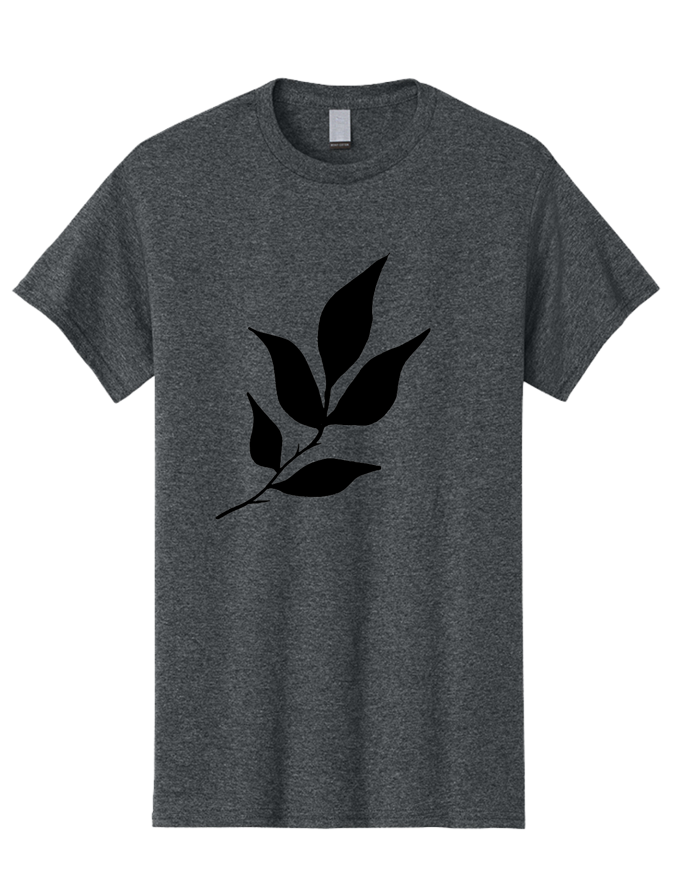 Leaves-8 Men'S Graphic Tee, 100% Cotton, Comfortable Casual Summer Wear, Machine Washable, Black Leaves On Branch, Leaf Silhouette, Minimalist Design, Simple Graphics, Black And Green, Nature Elements, Botanical Illustration, Leaf Graphic -  Aaa457