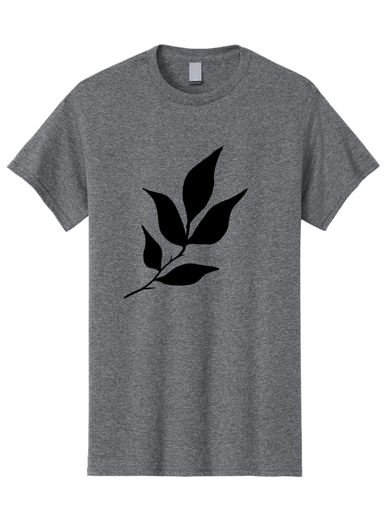 Leaves-8 Men'S Graphic Tee, 100% Cotton, Comfortable Casual Summer Wear, Machine Washable, Black Leaves On Branch, Leaf Silhouette, Minimalist Design, Simple Graphics, Black And Green, Nature Elements, Botanical Illustration, Leaf Graphic -  Aaa457