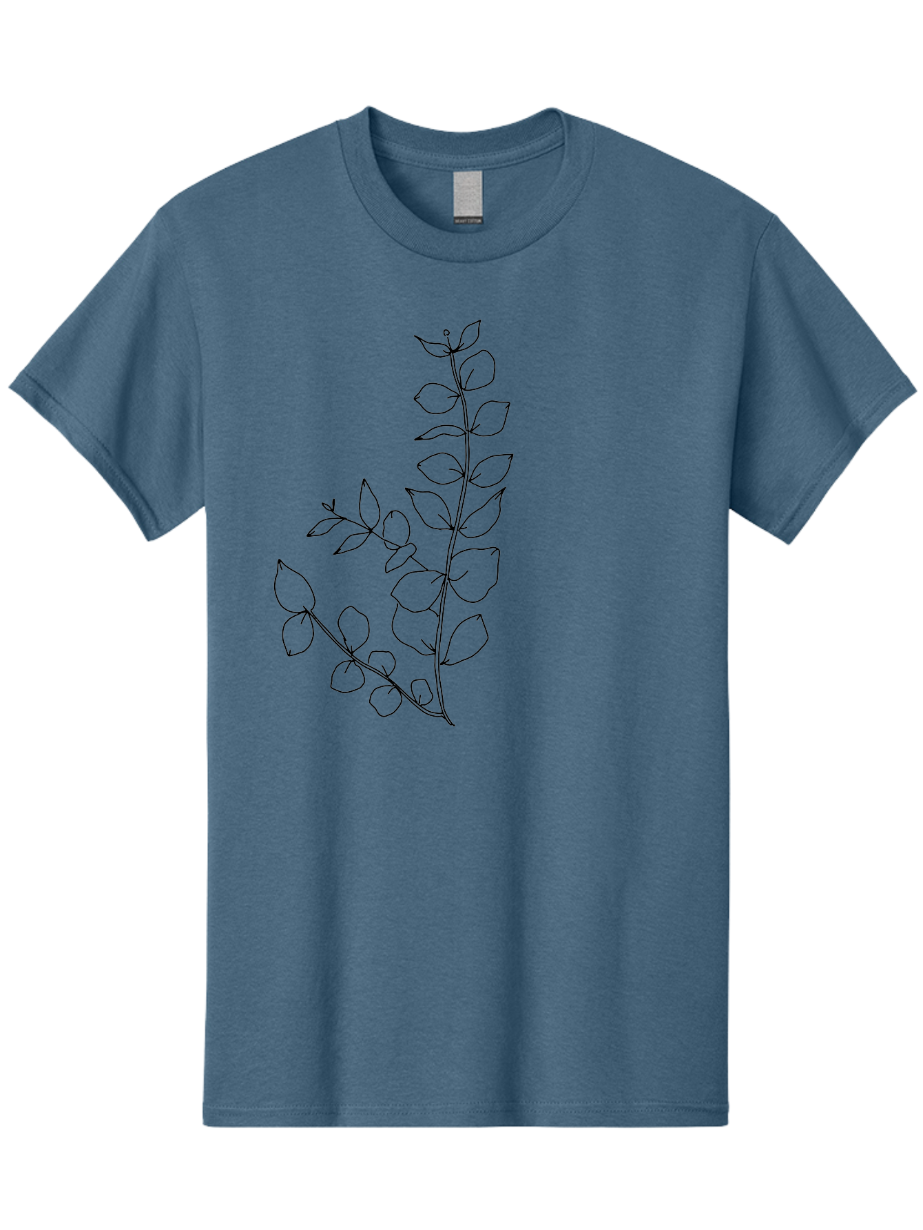 Leaves Men'S Graphic Tee, 100% Cotton, Comfortable Casual Summer Wear, Machine Washable, Hand-Drawn Illustration, Leafy Stem, Simple Line Art, Minimalist Design, Botanical Elements, Delicate Pattern, Natural Motifs -  Aaa458