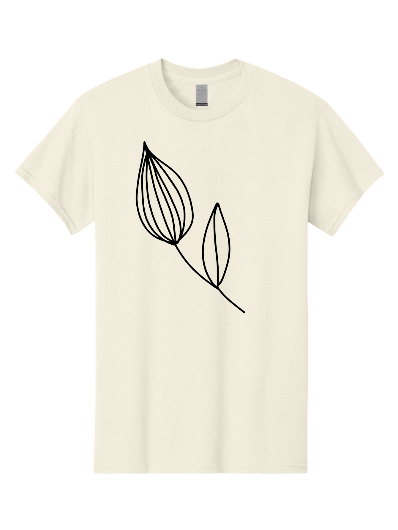 Line-Drawing-Leaves Men'S Graphic Tee, 100% Cotton, Comfortable Casual Summer Wear, Machine Washable, Minimalist Design, Leafy Stem, Simple Lines, Botanical Illustration, Modern Art, Contemporary Style, Black And Green -  Aaa459