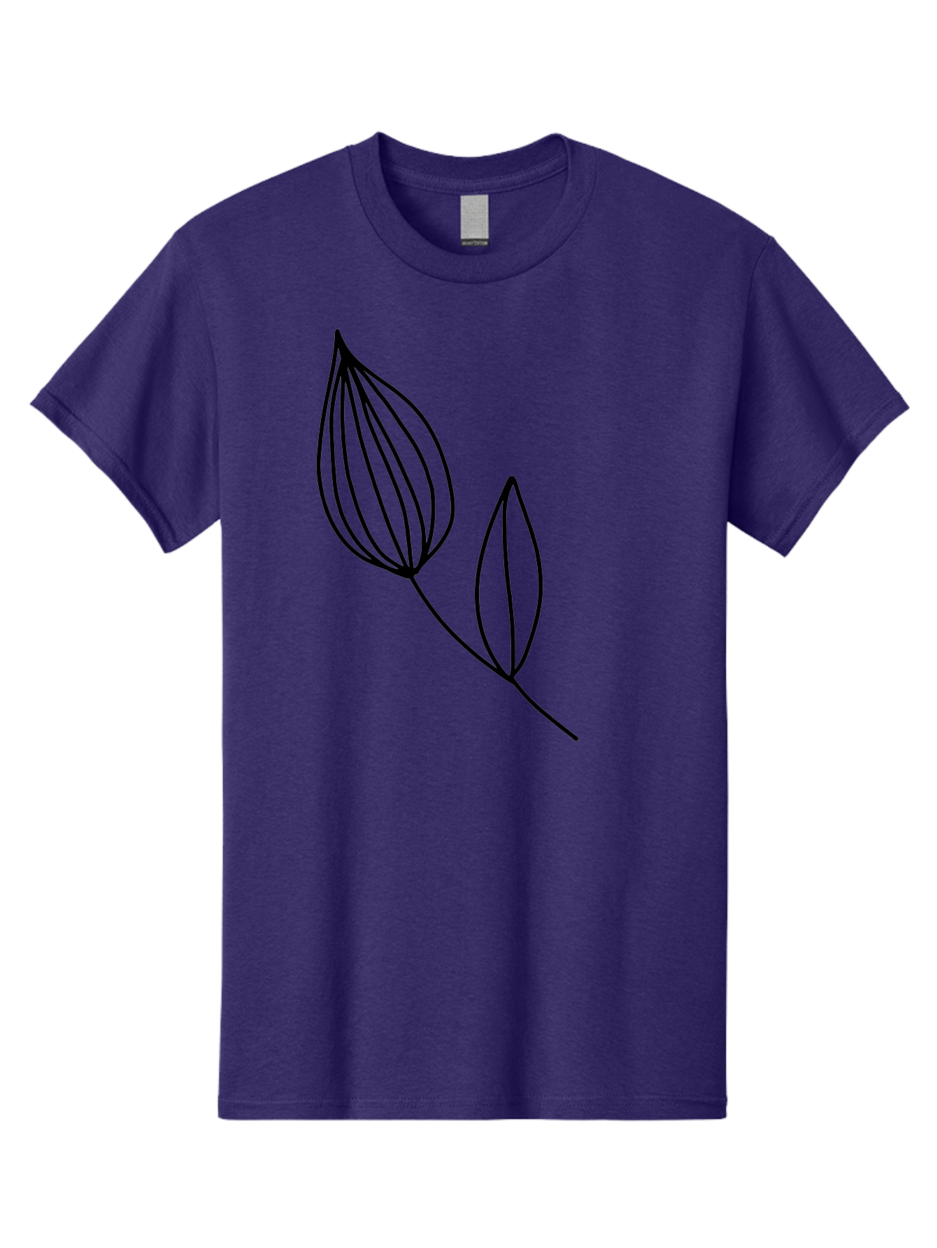 Line-Drawing-Leaves Men'S Graphic Tee, 100% Cotton, Comfortable Casual Summer Wear, Machine Washable, Minimalist Design, Leafy Stem, Simple Lines, Botanical Illustration, Modern Art, Contemporary Style, Black And Green -  Aaa459