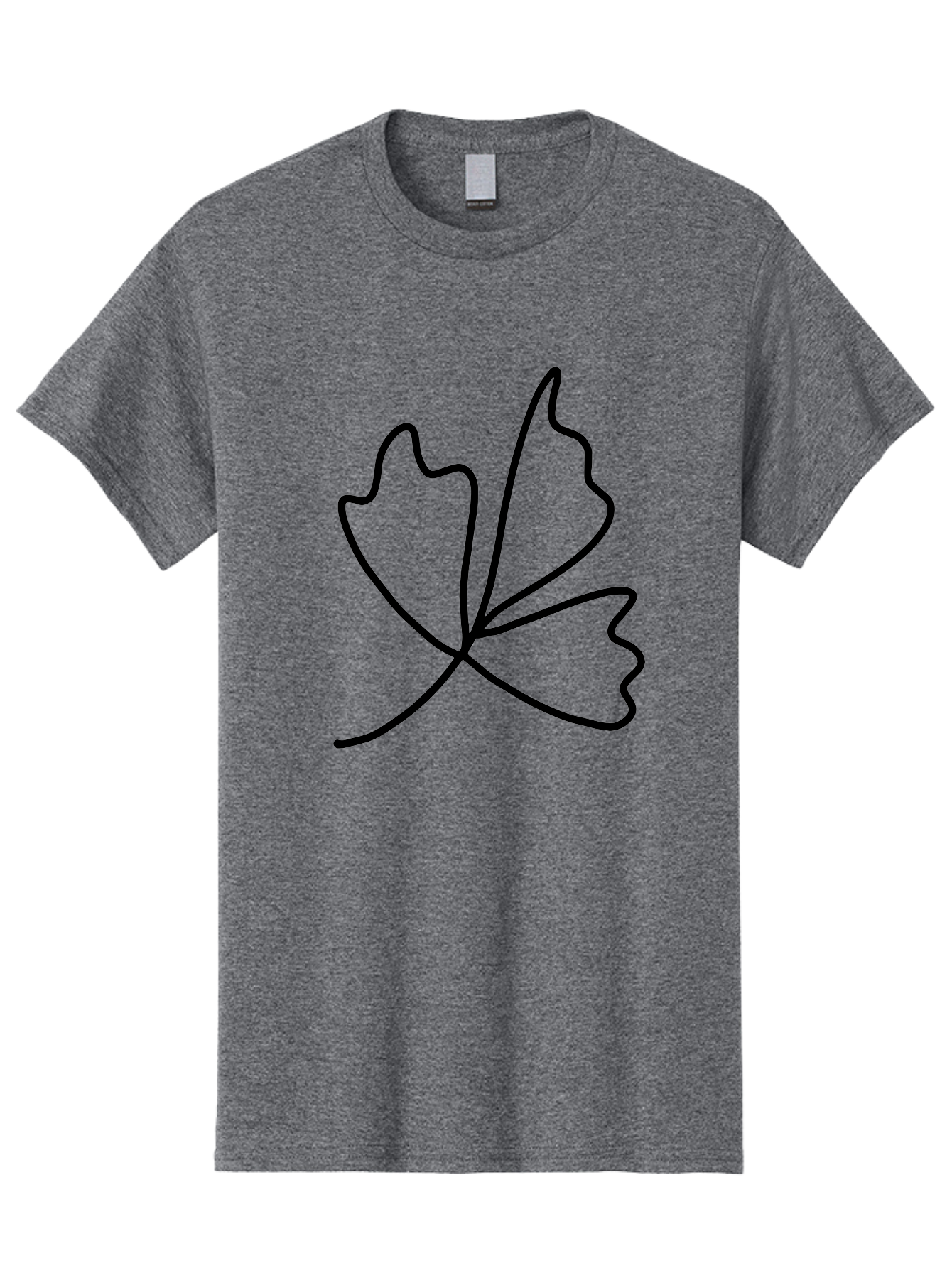Maple-Leaf Men'S Graphic Tee, 100% Cotton, Comfortable Casual Summer Wear, Machine Washable, Simple Leaf Design, Minimalist Art, Black Outline, Leaf Shape, Abstract Foliage, Modern Illustration, Nature-Inspired Graphics -  Aaa461