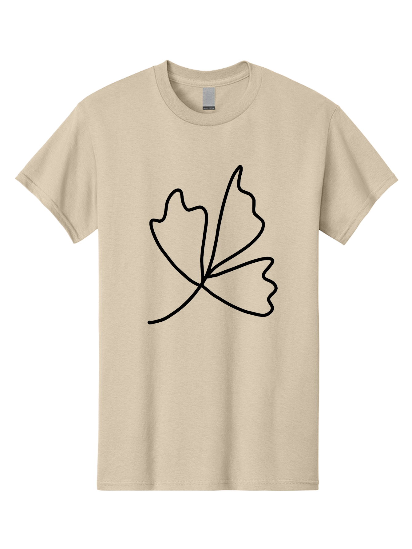 Maple-Leaf Men'S Graphic Tee, 100% Cotton, Comfortable Casual Summer Wear, Machine Washable, Simple Leaf Design, Minimalist Art, Black Outline, Leaf Shape, Abstract Foliage, Modern Illustration, Nature-Inspired Graphics -  Aaa461