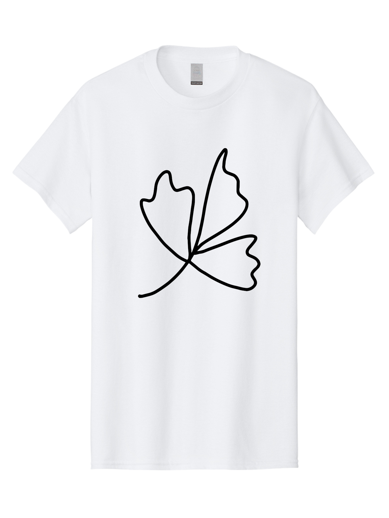 Maple-Leaf Men'S Graphic Tee, 100% Cotton, Comfortable Casual Summer Wear, Machine Washable, Simple Leaf Design, Minimalist Art, Black Outline, Leaf Shape, Abstract Foliage, Modern Illustration, Nature-Inspired Graphics -  Aaa461