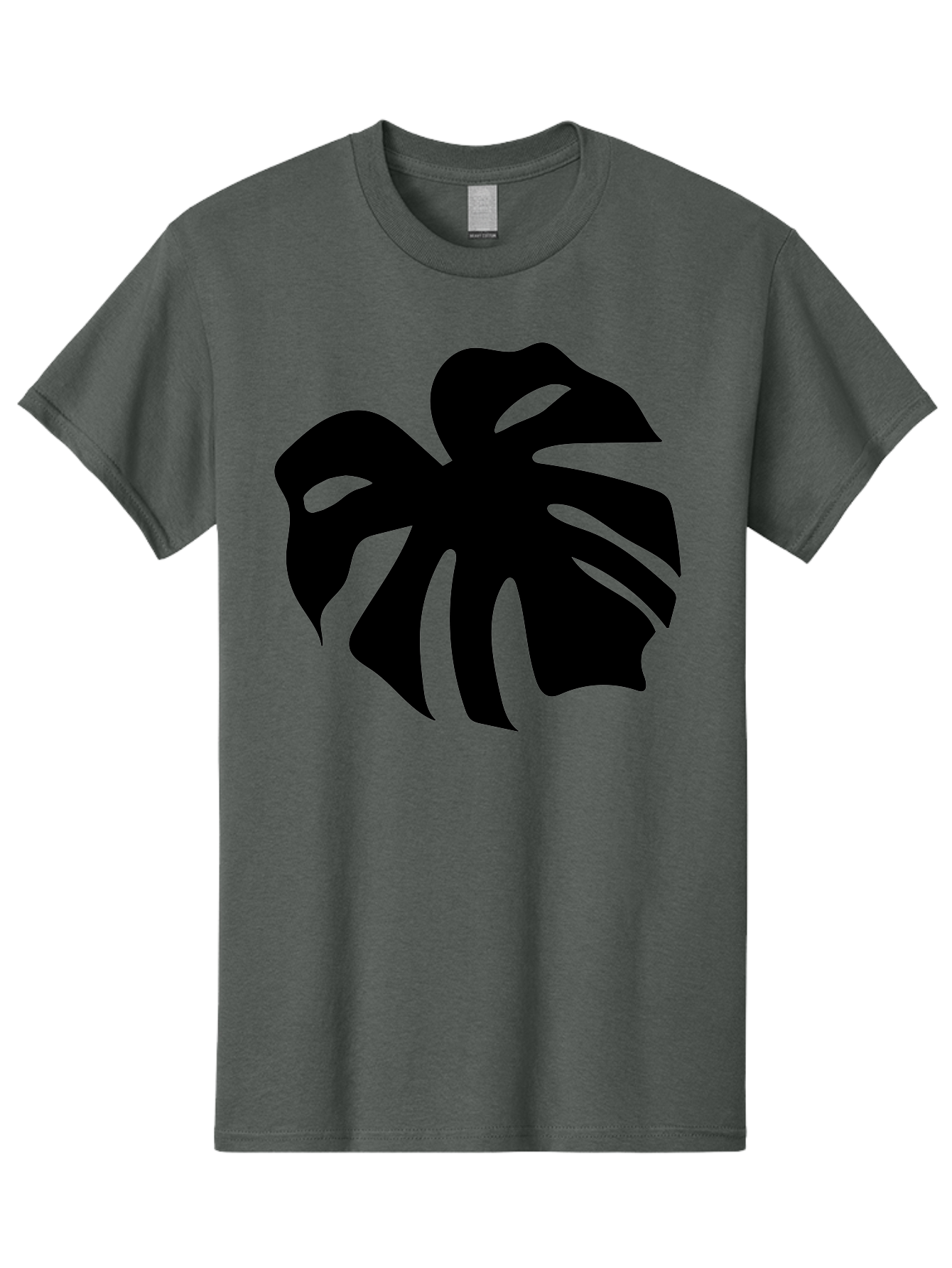 Monstera-Leaf-1 Men'S Graphic Tee, 100% Cotton, Comfortable Casual Summer Wear, Machine Washable, Tropical Leaf, Monstera Deliciosa, Exotic Foliage, Jungle Plants, Unique Shapes, Leafy Greens, Black Silhouette -  Aaa466