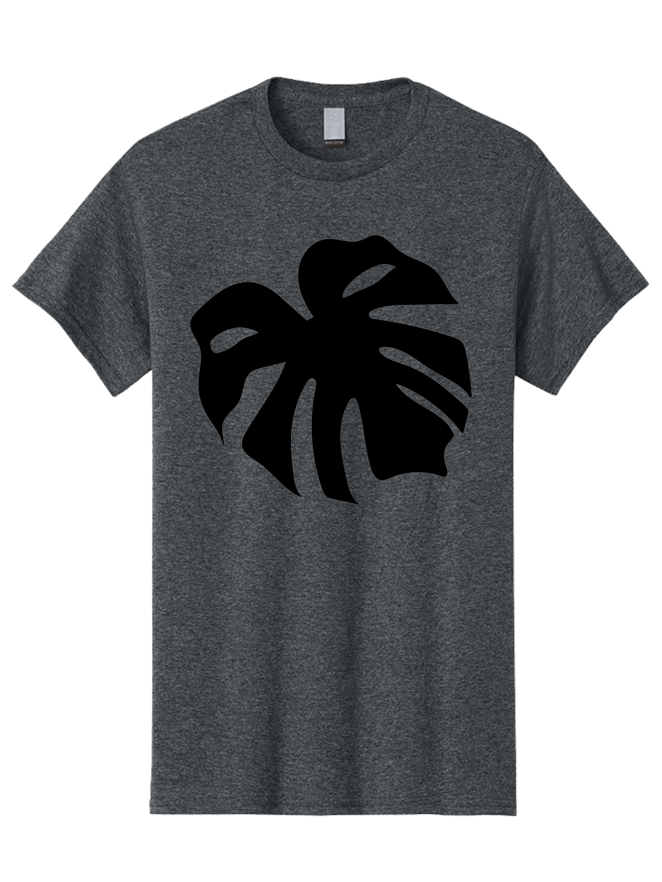 Monstera-Leaf-1 Men'S Graphic Tee, 100% Cotton, Comfortable Casual Summer Wear, Machine Washable, Tropical Leaf, Monstera Deliciosa, Exotic Foliage, Jungle Plants, Unique Shapes, Leafy Greens, Black Silhouette -  Aaa466