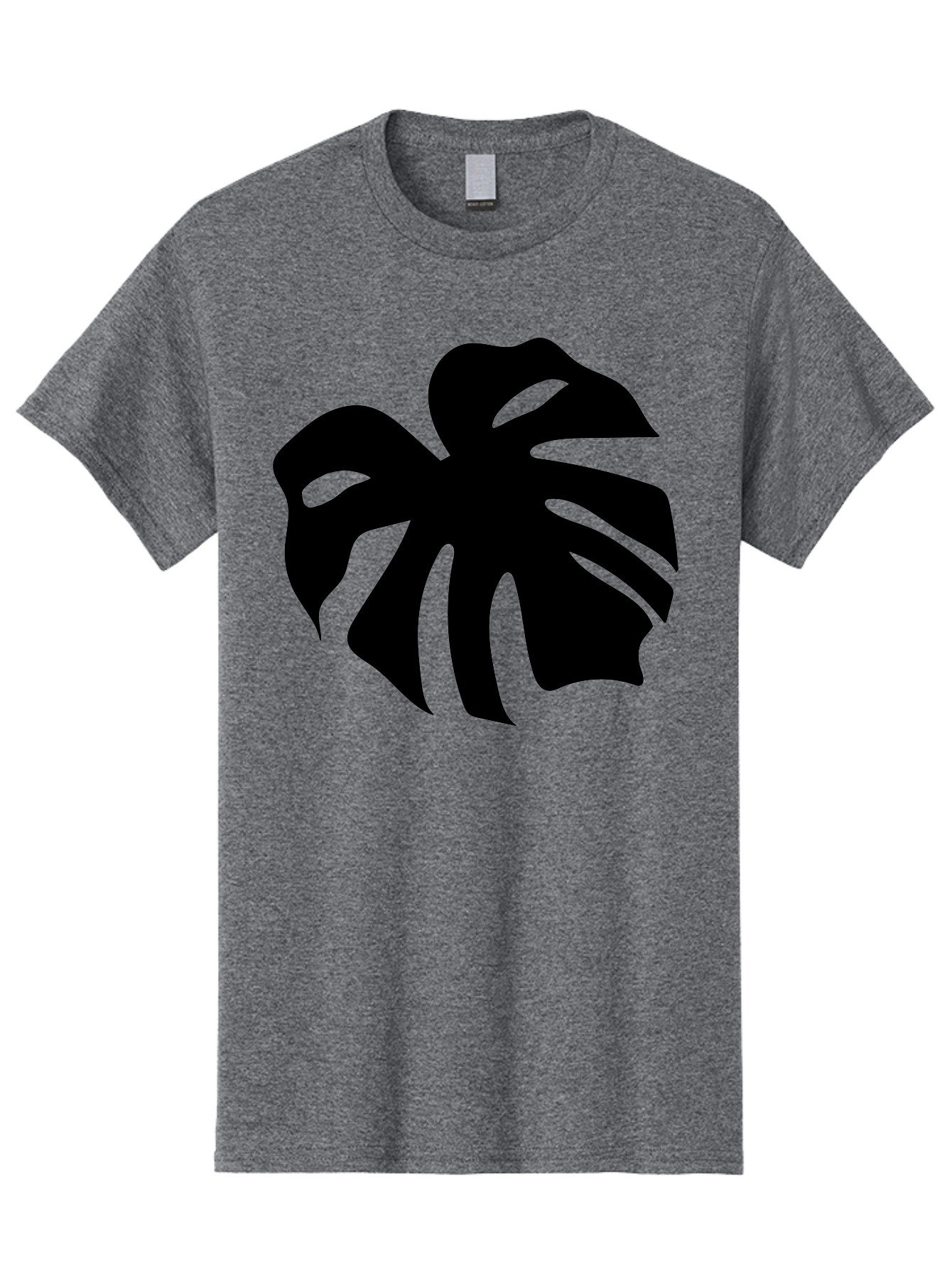 Monstera-Leaf-1 Men'S Graphic Tee, 100% Cotton, Comfortable Casual Summer Wear, Machine Washable, Tropical Leaf, Monstera Deliciosa, Exotic Foliage, Jungle Plants, Unique Shapes, Leafy Greens, Black Silhouette -  Aaa466