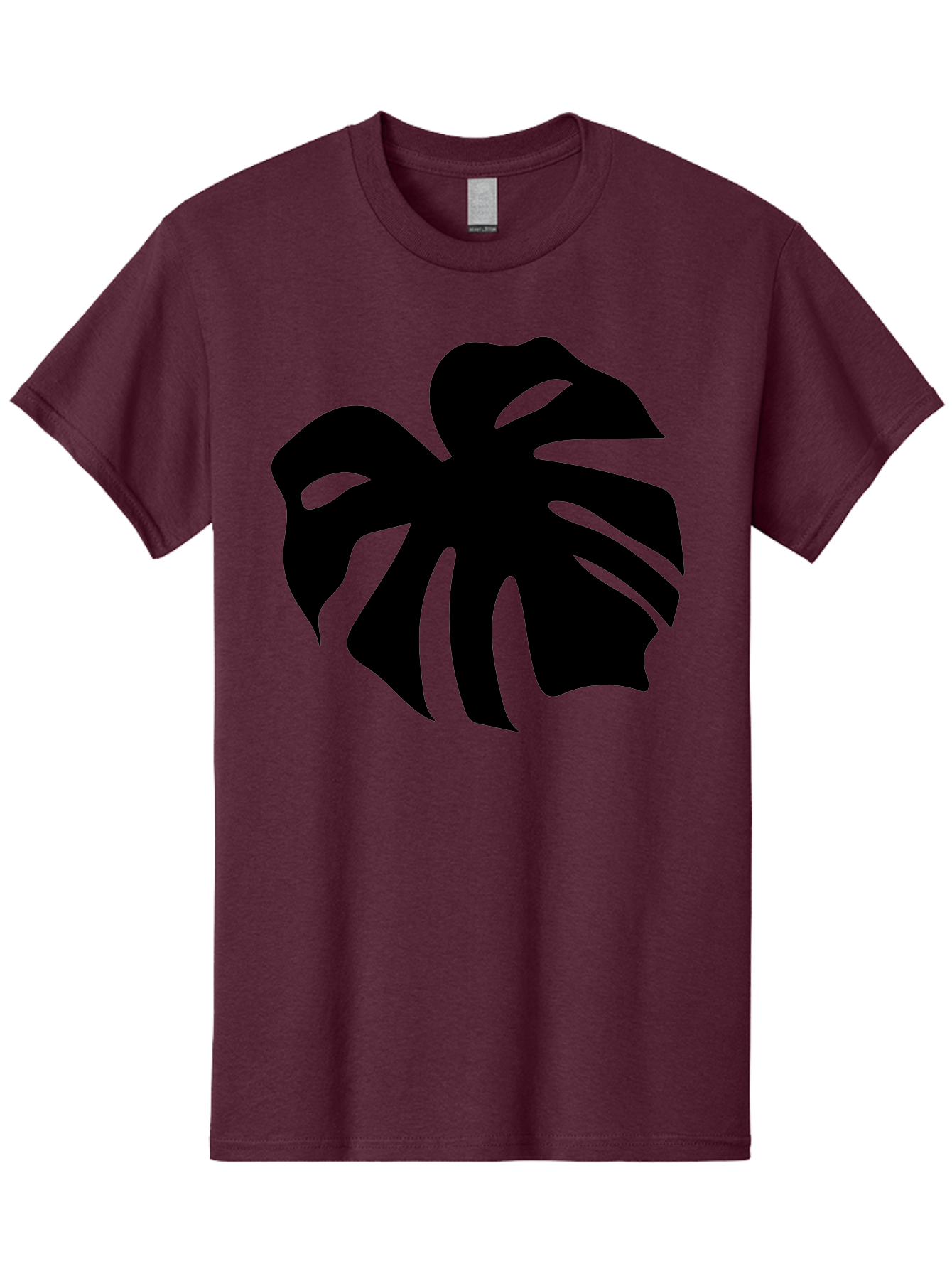 Monstera-Leaf-1 Men'S Graphic Tee, 100% Cotton, Comfortable Casual Summer Wear, Machine Washable, Tropical Leaf, Monstera Deliciosa, Exotic Foliage, Jungle Plants, Unique Shapes, Leafy Greens, Black Silhouette -  Aaa466