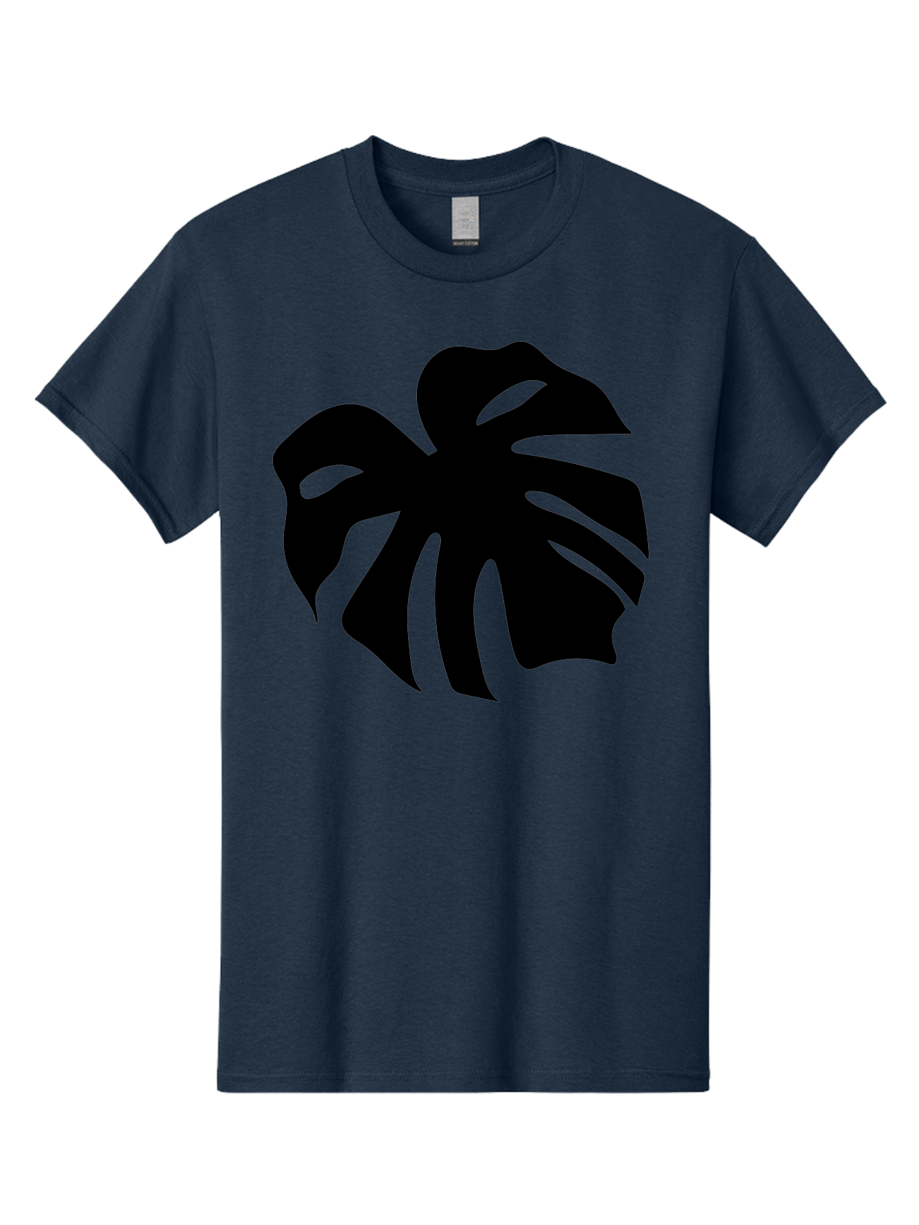 Monstera-Leaf-1 Men'S Graphic Tee, 100% Cotton, Comfortable Casual Summer Wear, Machine Washable, Tropical Leaf, Monstera Deliciosa, Exotic Foliage, Jungle Plants, Unique Shapes, Leafy Greens, Black Silhouette -  Aaa466