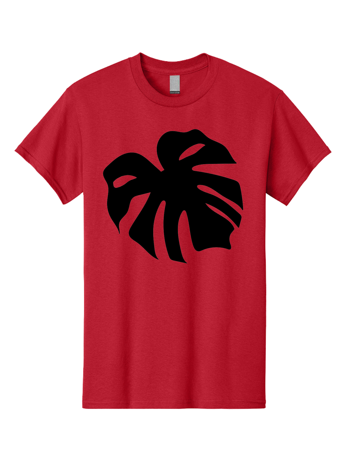 Monstera-Leaf-1 Men'S Graphic Tee, 100% Cotton, Comfortable Casual Summer Wear, Machine Washable, Tropical Leaf, Monstera Deliciosa, Exotic Foliage, Jungle Plants, Unique Shapes, Leafy Greens, Black Silhouette -  Aaa466