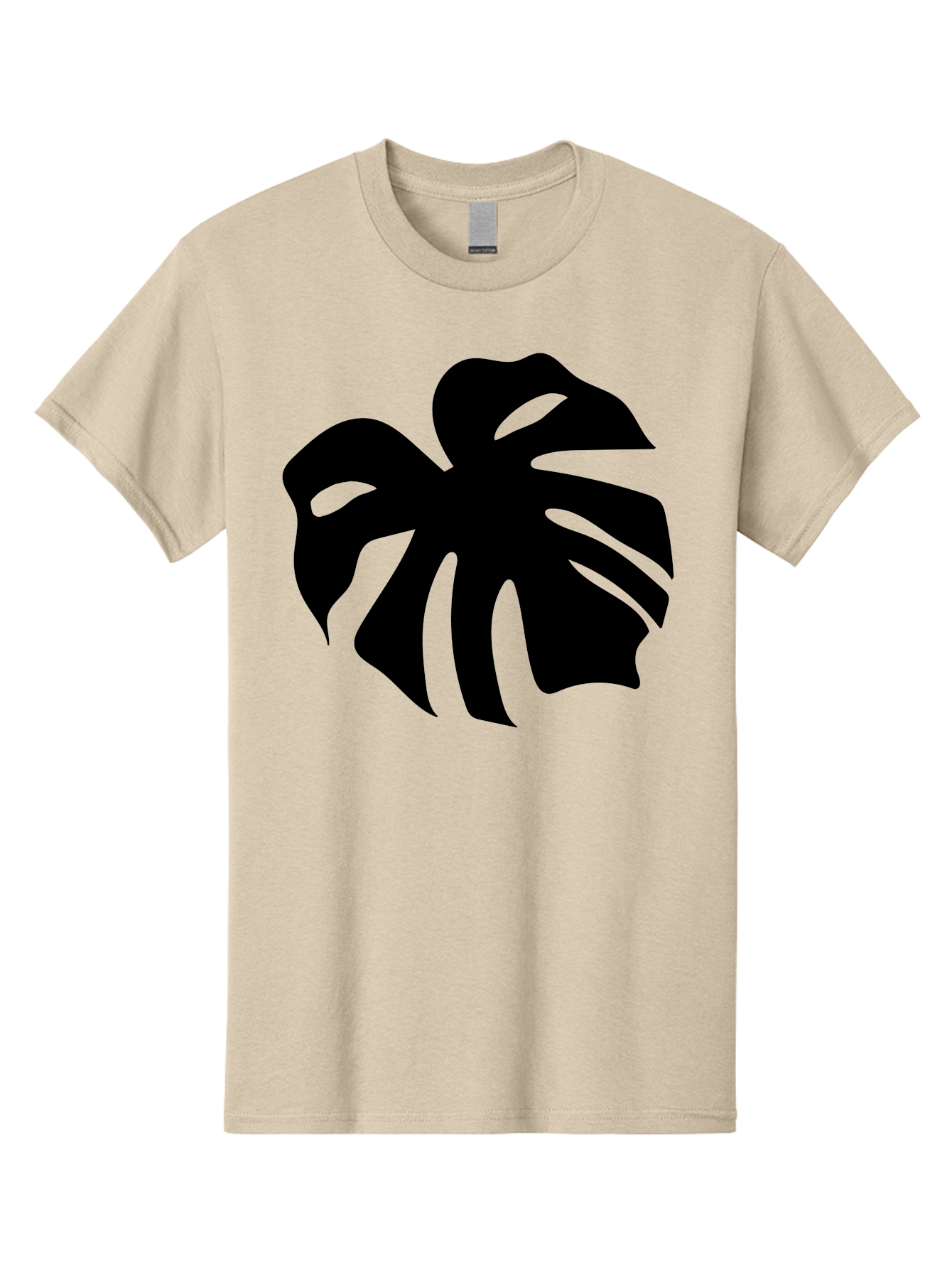 Monstera-Leaf-1 Men'S Graphic Tee, 100% Cotton, Comfortable Casual Summer Wear, Machine Washable, Tropical Leaf, Monstera Deliciosa, Exotic Foliage, Jungle Plants, Unique Shapes, Leafy Greens, Black Silhouette -  Aaa466