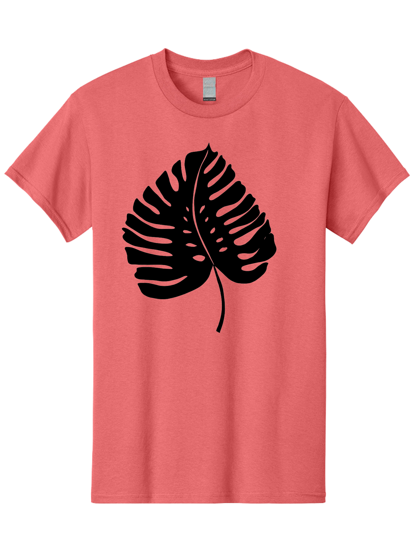 Monstera-Leaf-2 Men'S Graphic Tee, 100% Cotton, Comfortable Casual Summer Wear, Machine Washable, Tropical Leaf, Monstera Deliciosa, Exotic Foliage, Black Silhouette, Minimalist Design, Nature-Inspired Art, Botanical Illustration, -  Aaa467