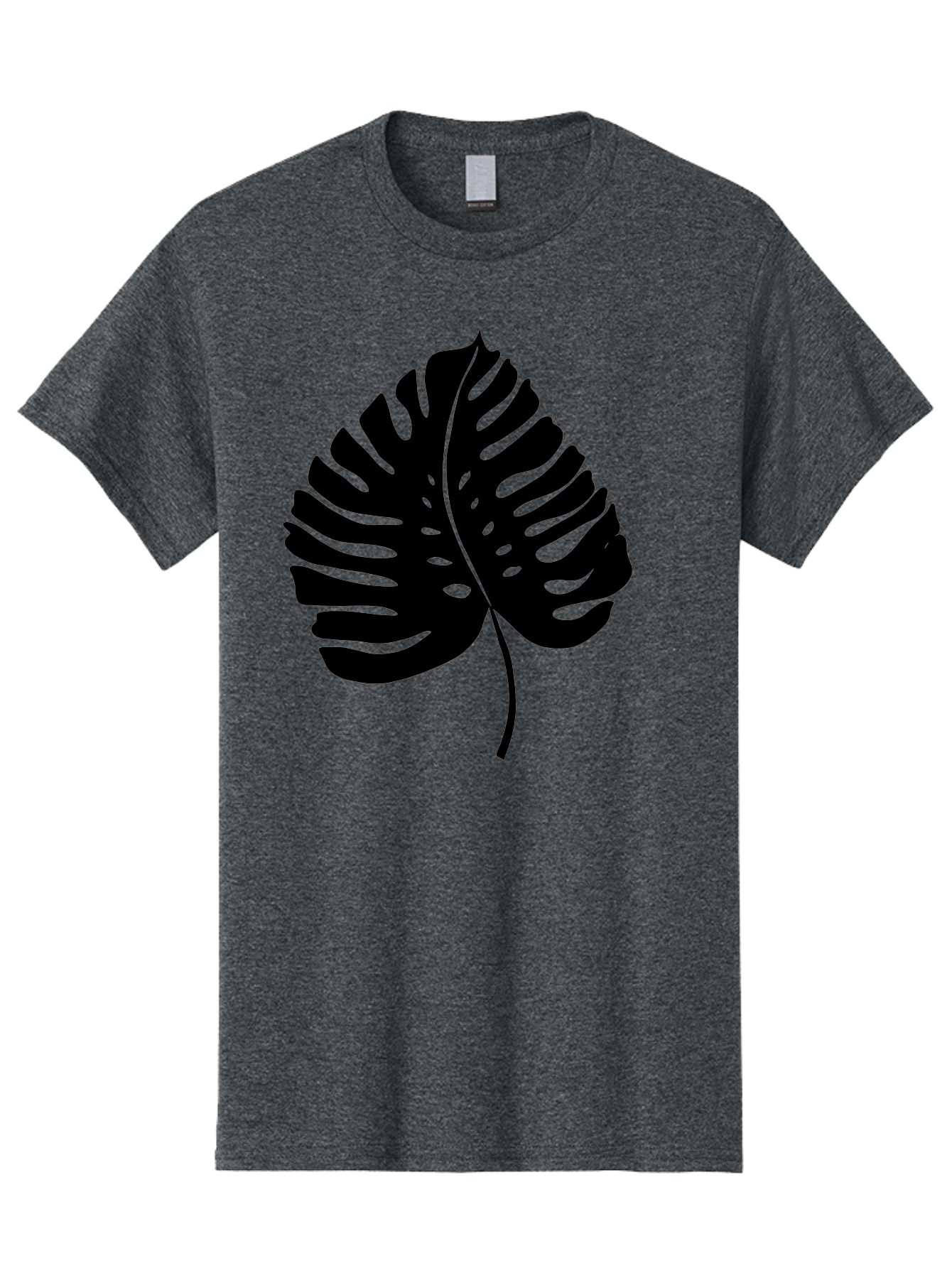 Monstera-Leaf-2 Men'S Graphic Tee, 100% Cotton, Comfortable Casual Summer Wear, Machine Washable, Tropical Leaf, Monstera Deliciosa, Exotic Foliage, Black Silhouette, Minimalist Design, Nature-Inspired Art, Botanical Illustration, -  Aaa467
