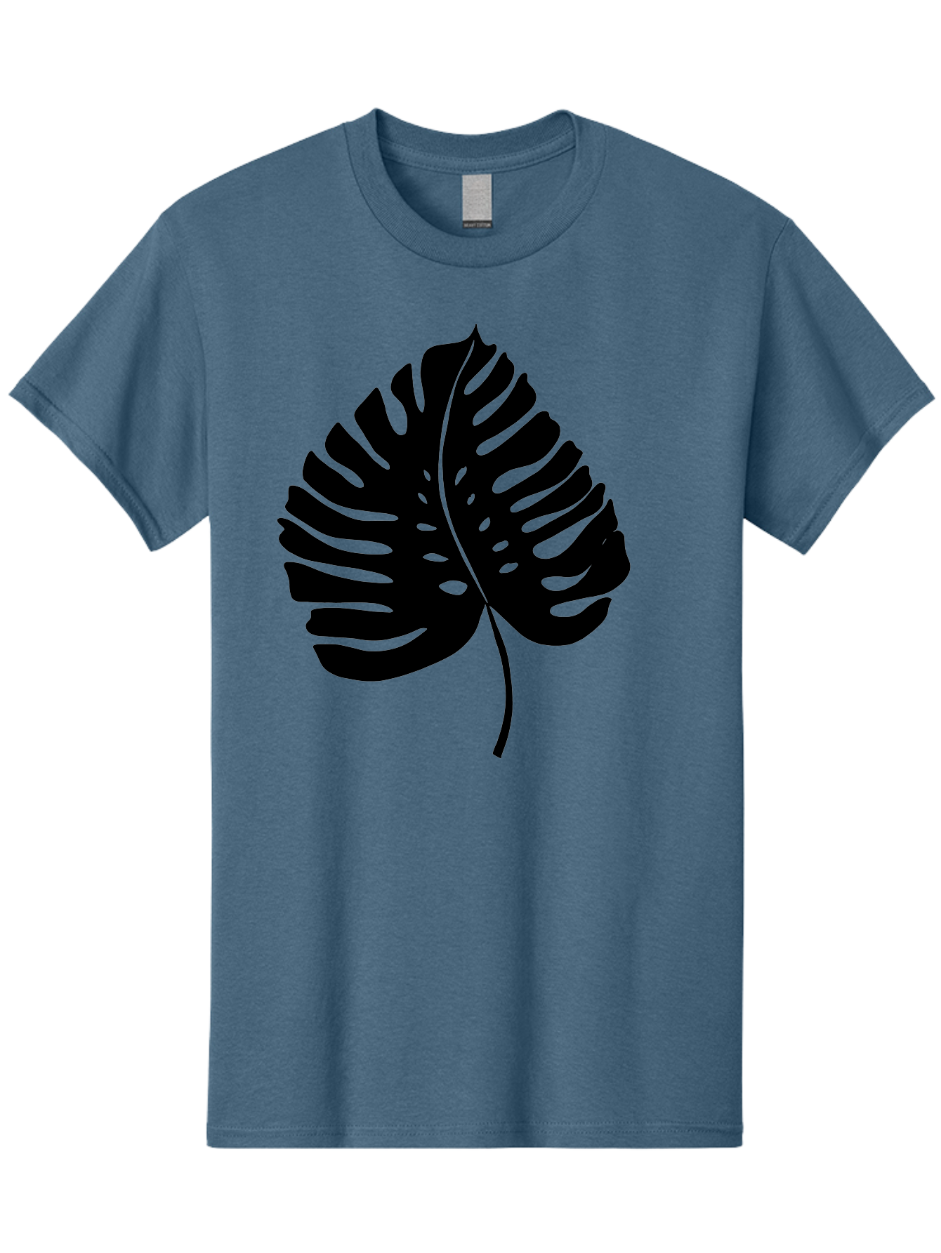 Monstera-Leaf-2 Men'S Graphic Tee, 100% Cotton, Comfortable Casual Summer Wear, Machine Washable, Tropical Leaf, Monstera Deliciosa, Exotic Foliage, Black Silhouette, Minimalist Design, Nature-Inspired Art, Botanical Illustration, -  Aaa467